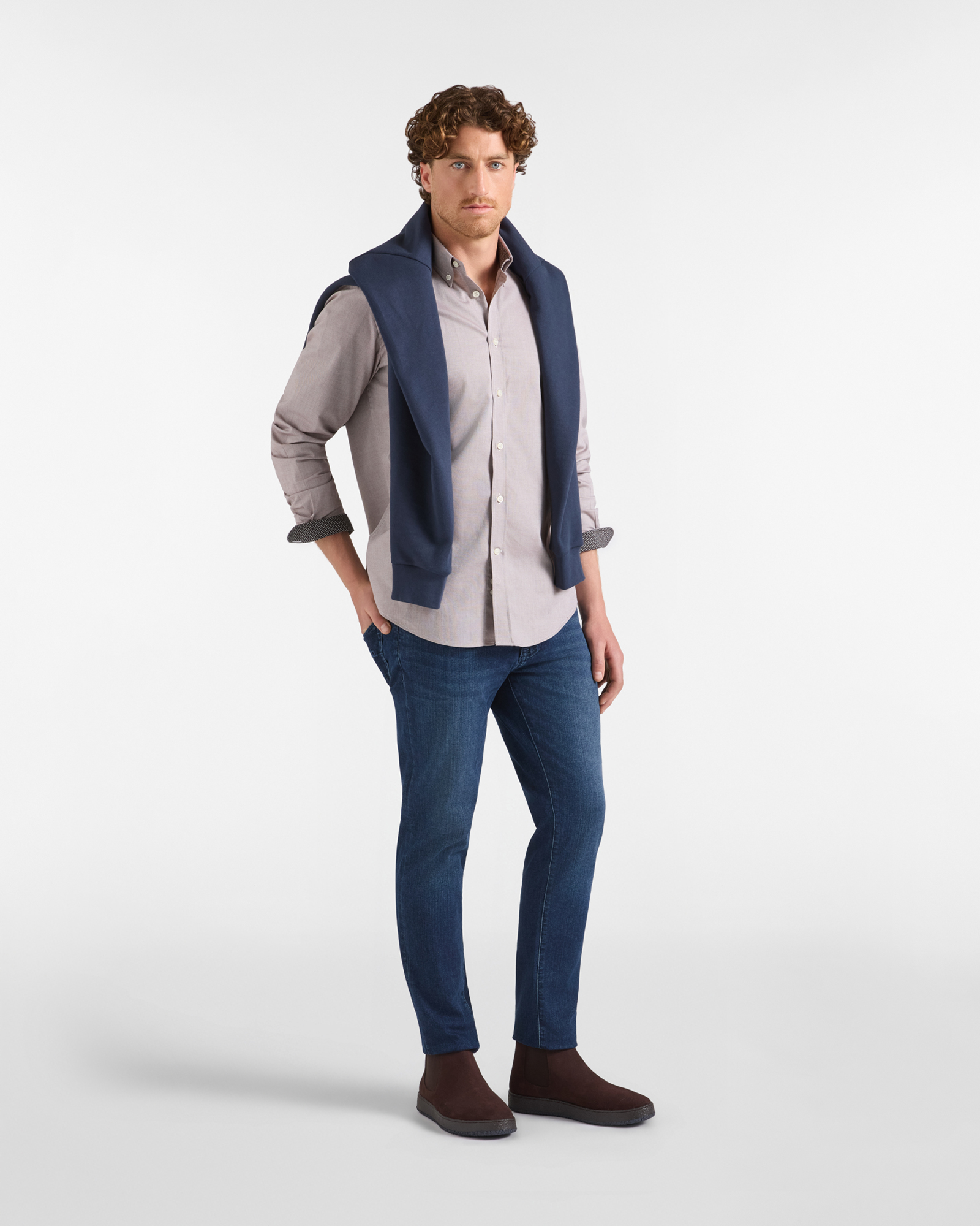 Camicia HBJ Uomo Regular Fit con collo Montecarlo in puro cotone, BIANCO, large