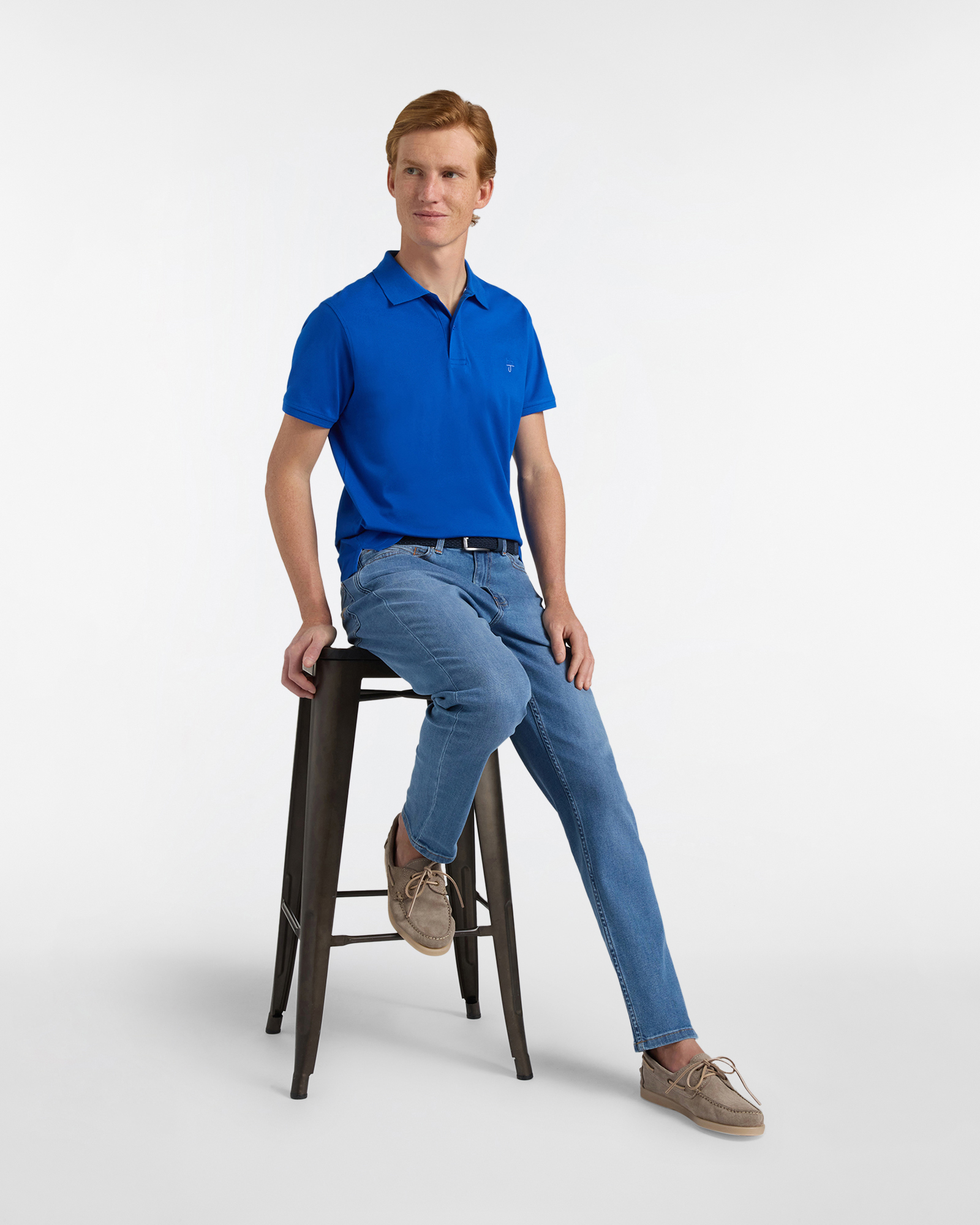Polo uomo basic tinta unita, Blu elettrico, large image number 3