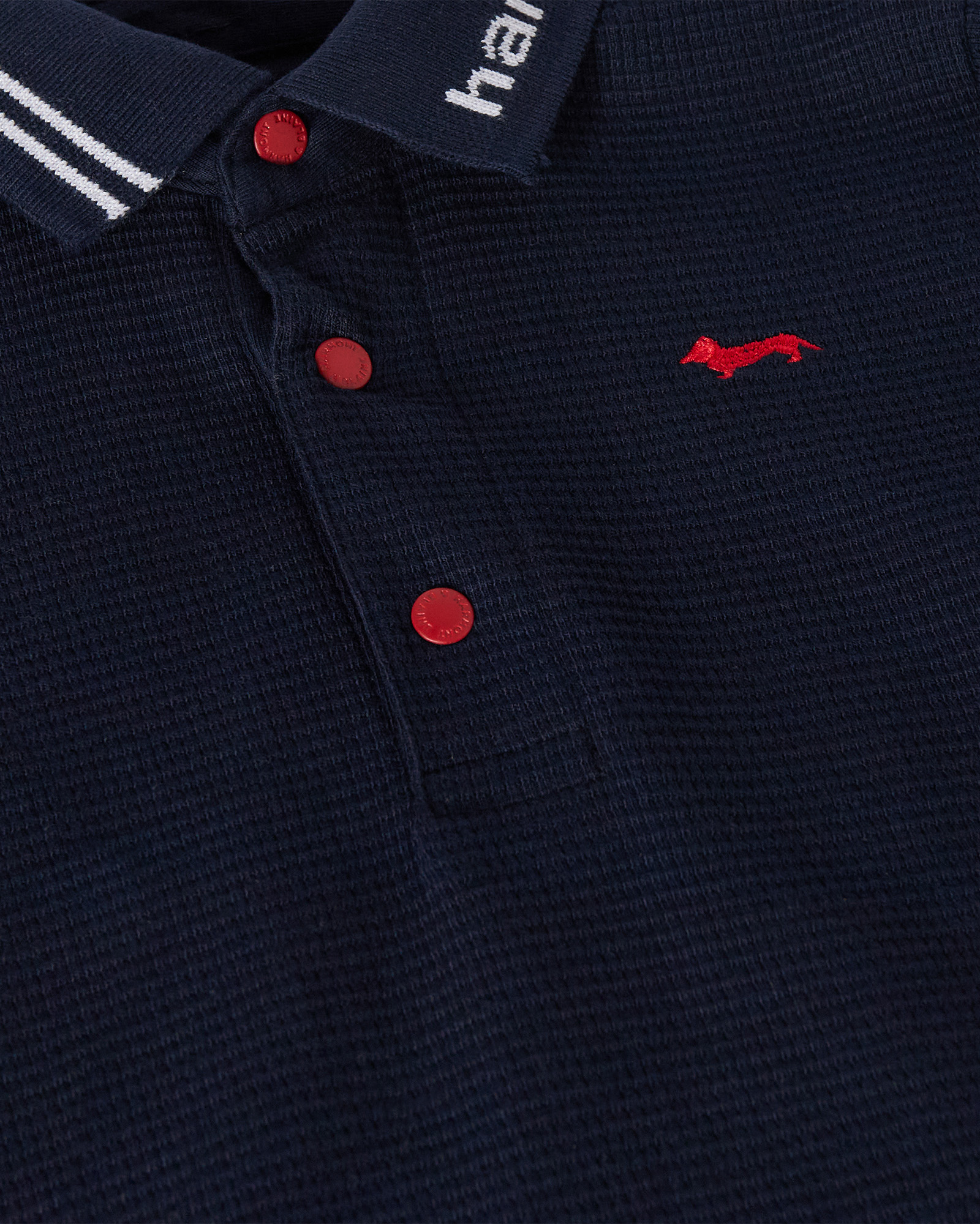 Waffle fabric polo, Navy Blue, large image number 2