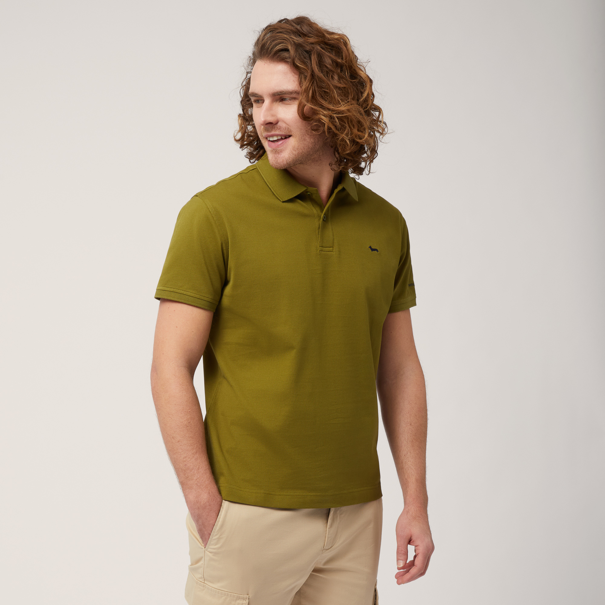 Polo with Lettering and Logo, Green, large