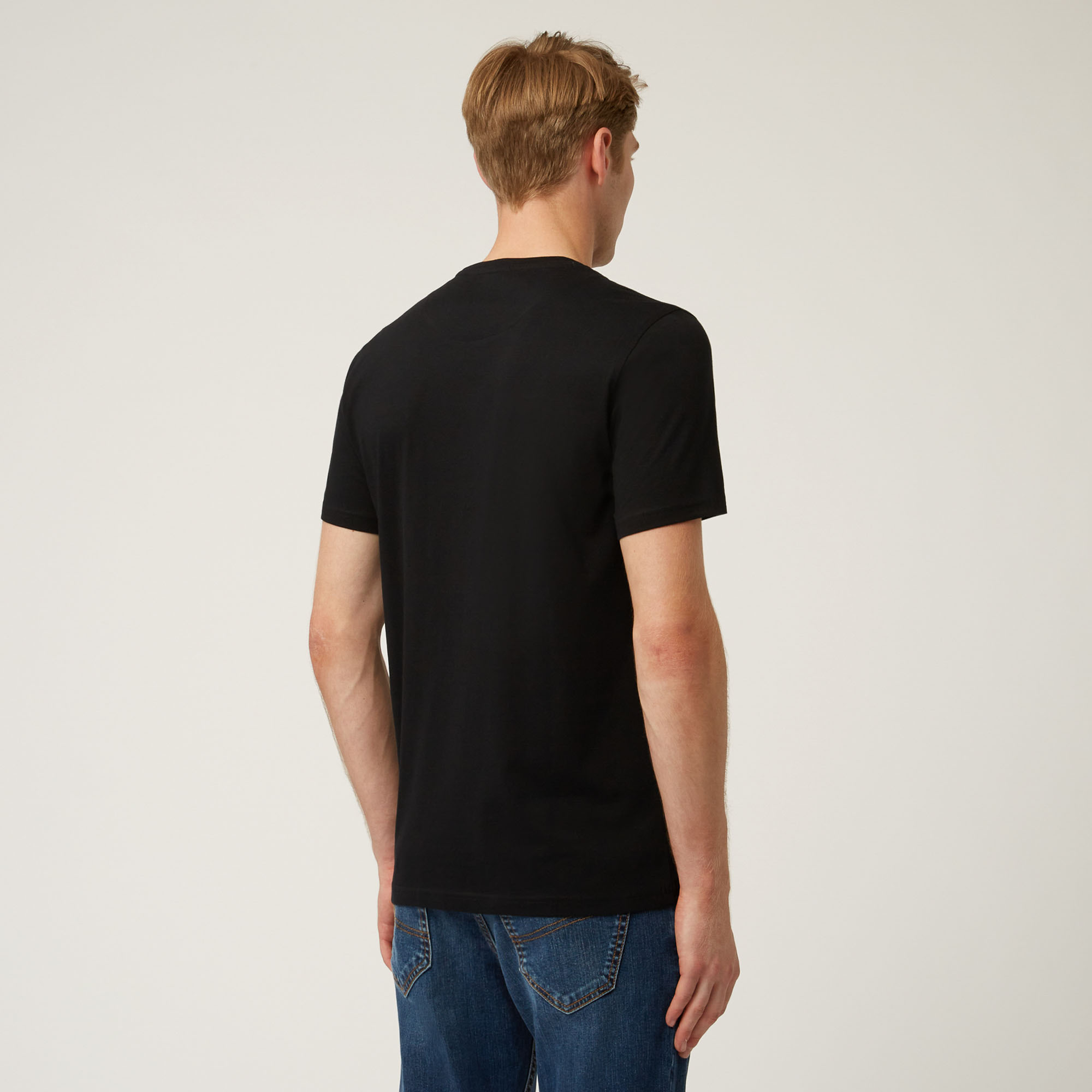 Essentials t shirt in plain coloured cotton, Black, large