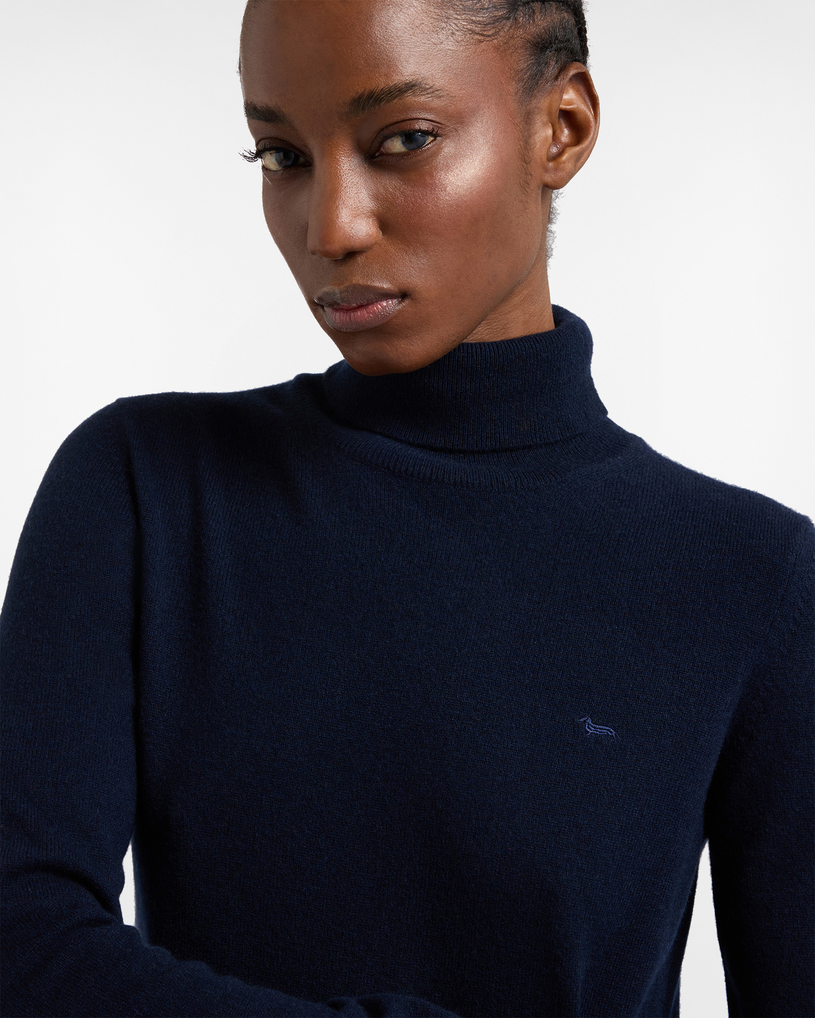 Dolcevita in puro cashmere"Cortina a Colori", Blu Marine, large image number 2