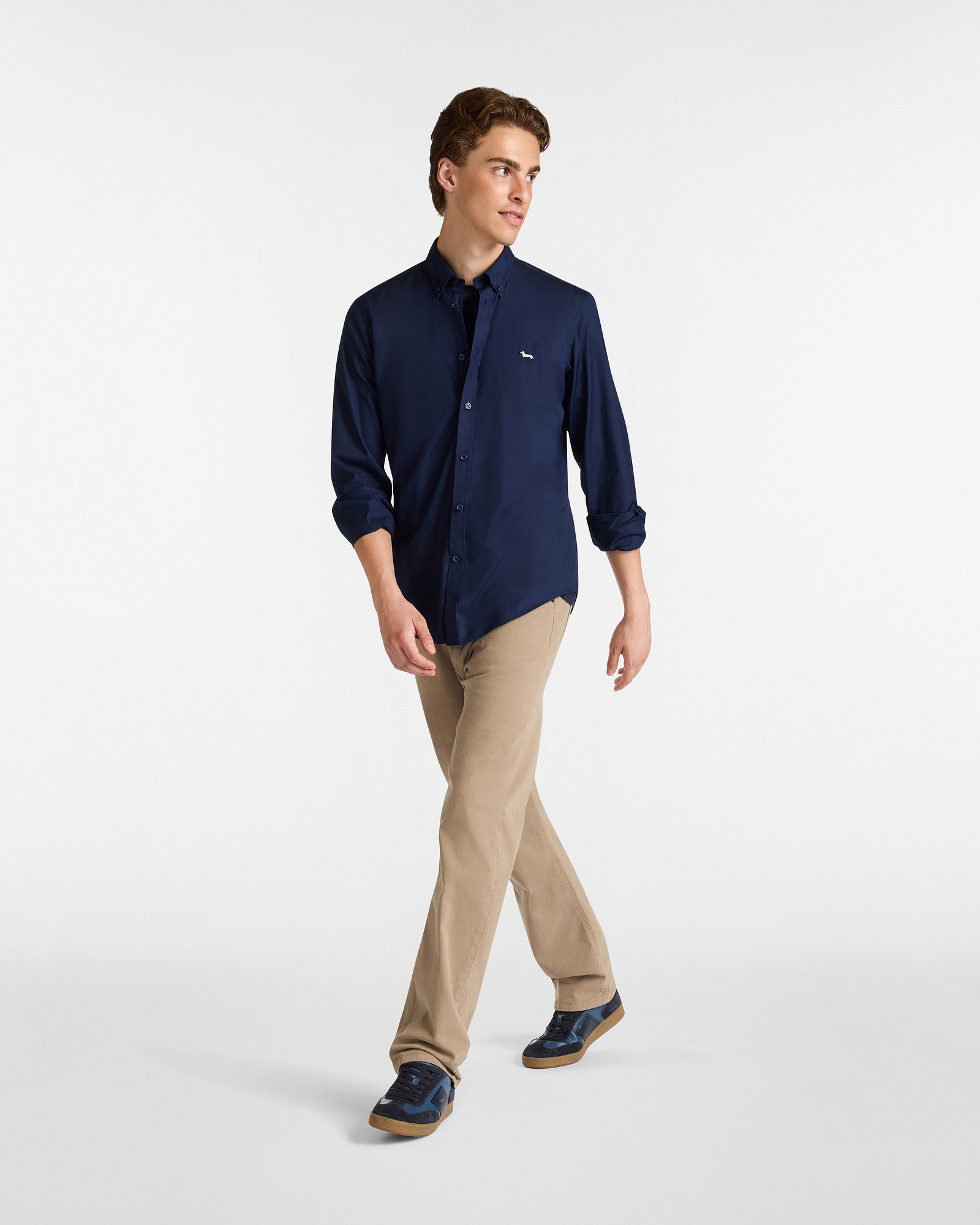 Essentials shirt in plain-coloured cotton, Light Blue, large image number 3