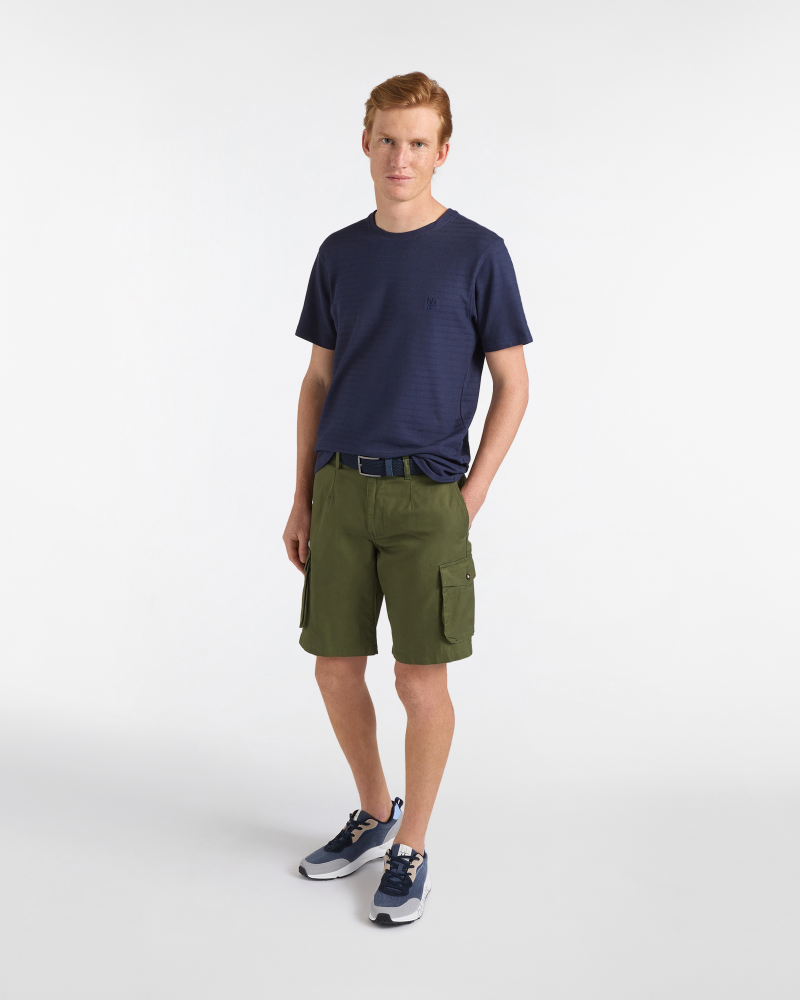 Bermuda Uomo Stile Cargo Regular Fit, Verde militare, large image number 3