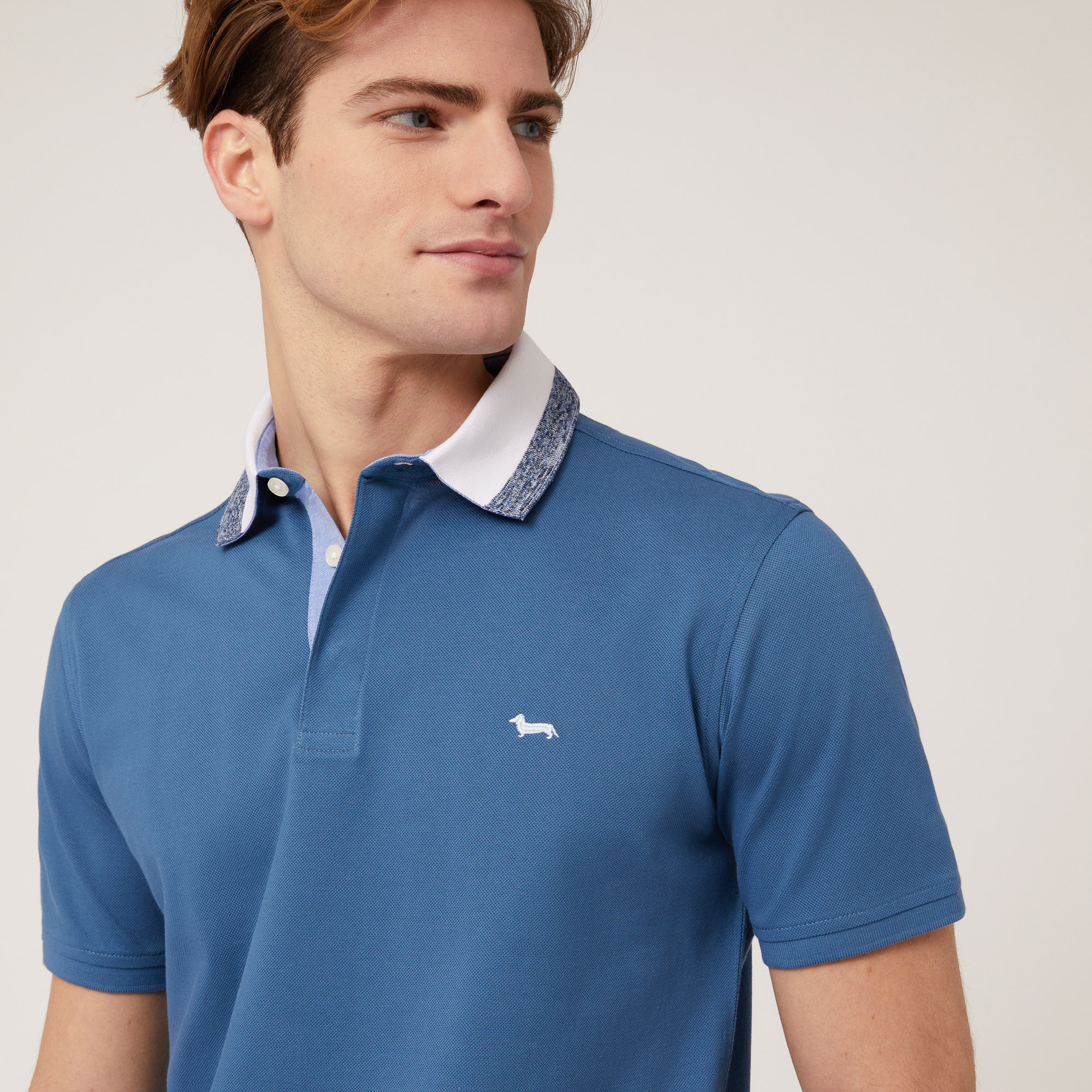 Vietri Polo Shirt with Ribbed Collar, Blue, large image number 2