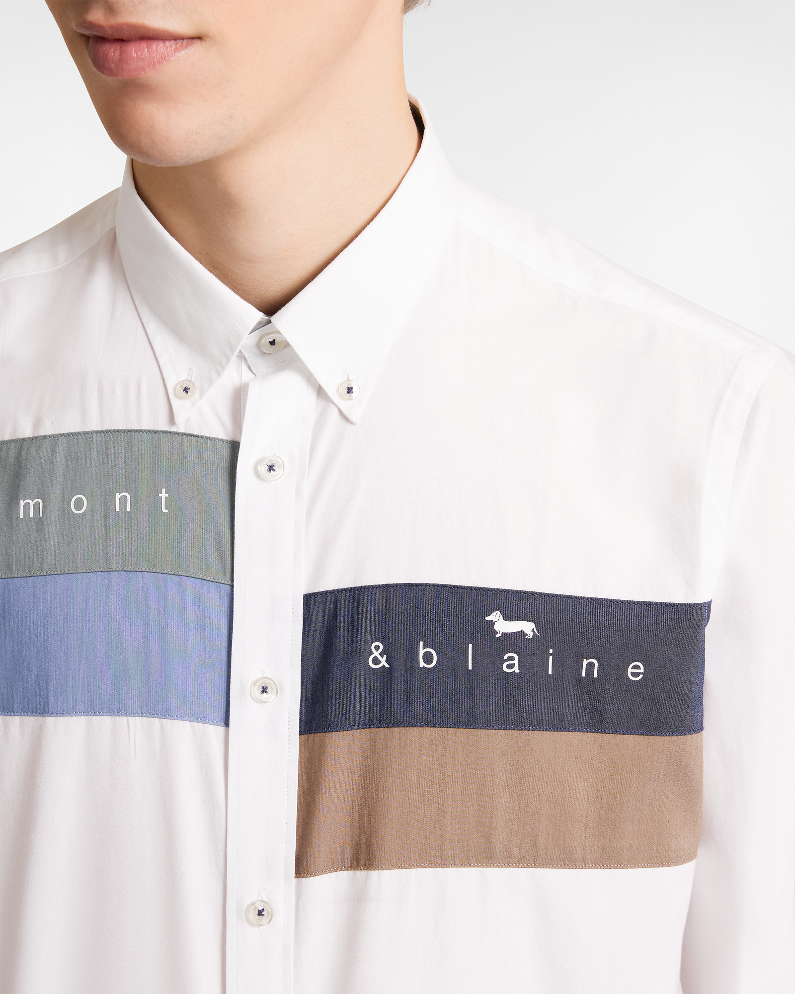 Camisa con Franjas y Logo Lettering, Blanco, large image number 2