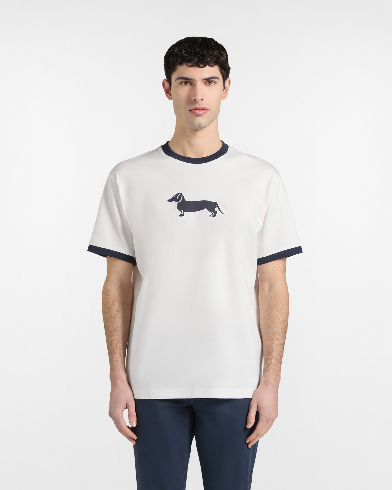 Camiseta con estampado en 3D de Basset Hound., Blanco, large