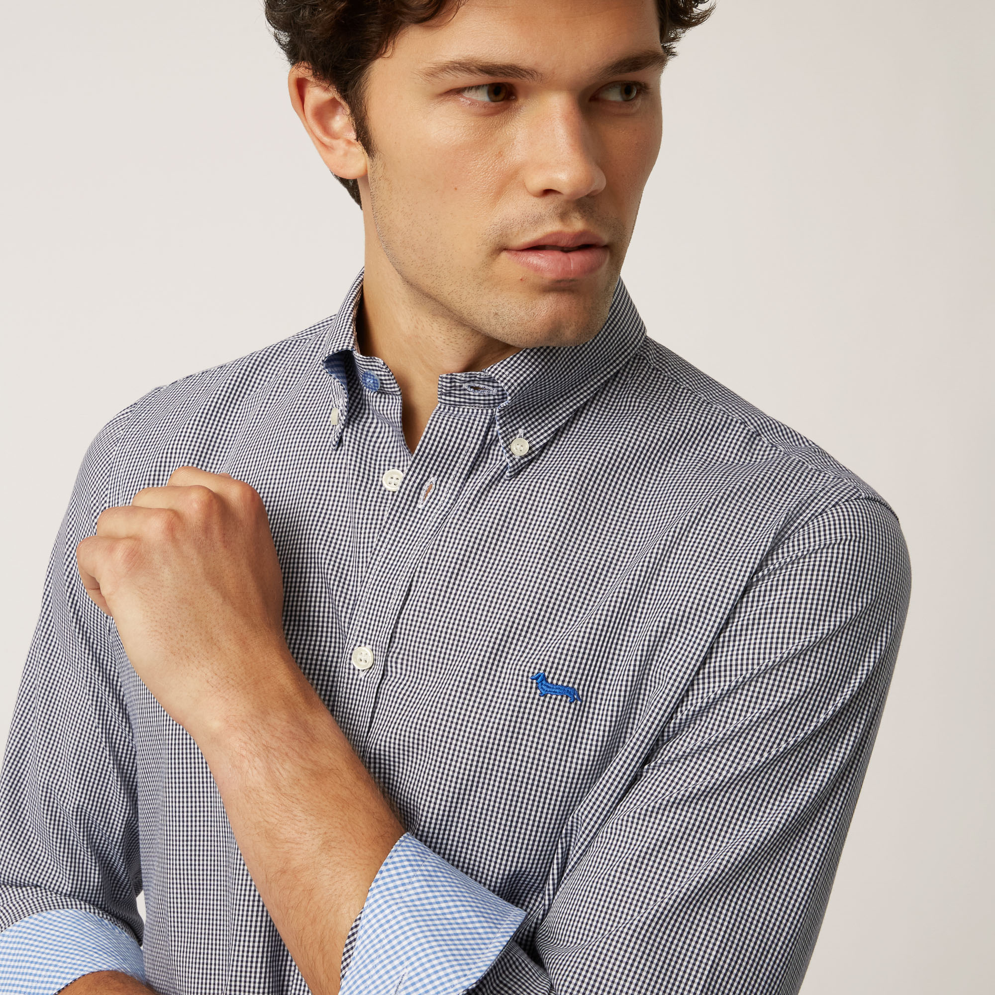 Camicia In Cotone Organico Con Contrasti Interni, Blu Sport, large image number 2