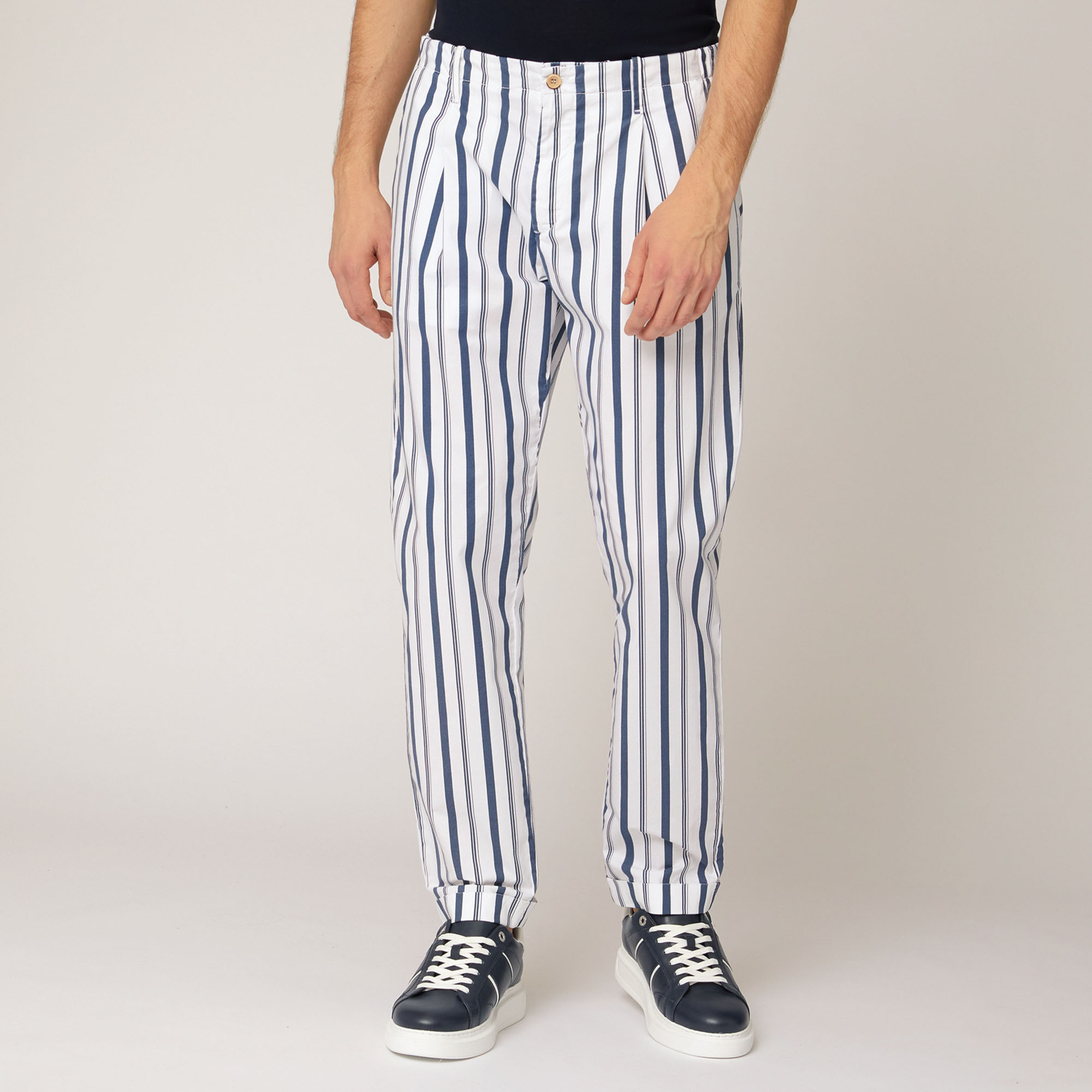 Striped Chino Pants, White, large image number 0