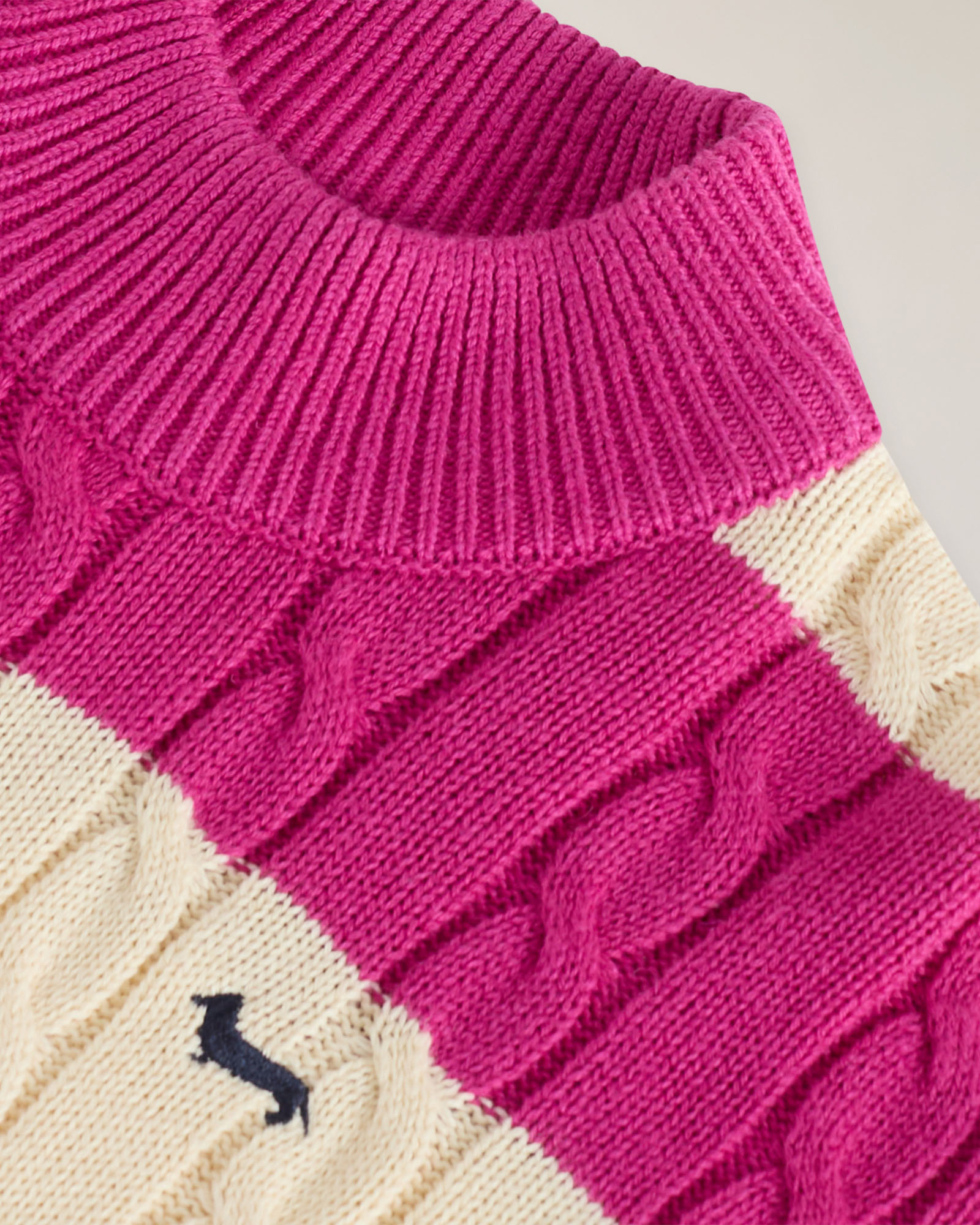 Maxi sweater with stripes & cable knit, Pink, large image number 2