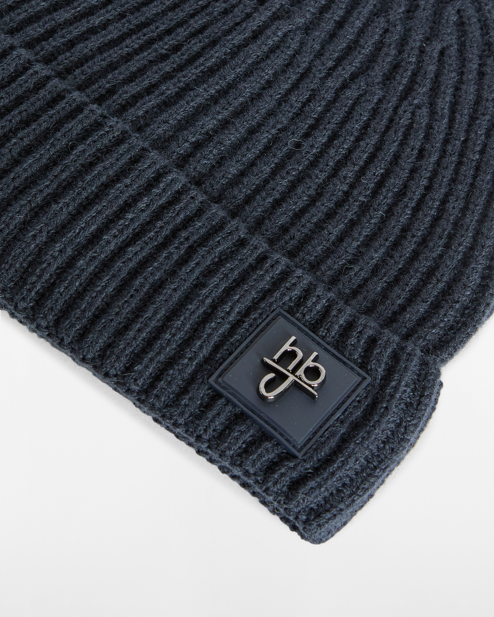Berretto in Maglia a Costa Inglese con Patch Logo, Blu Scuro, large image number 3