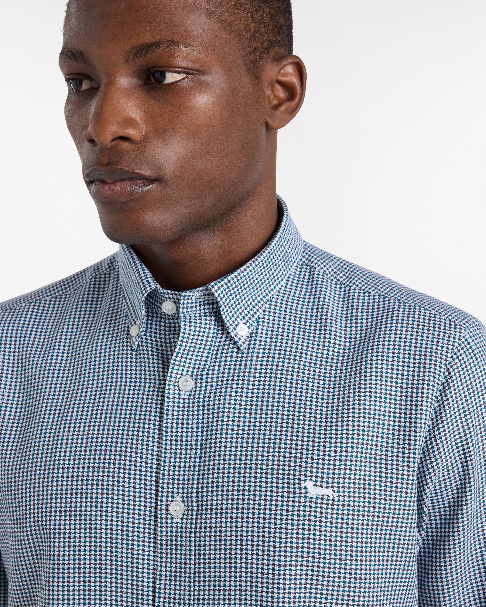 Cotton Pied-de-poule Shirt, Bluette, large image number 2