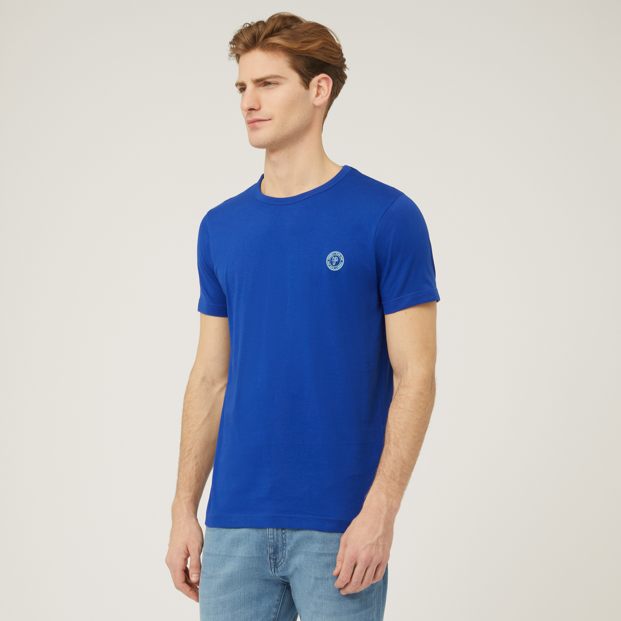 T-Shirt In Cotone Con Logo, Blu Marine, large