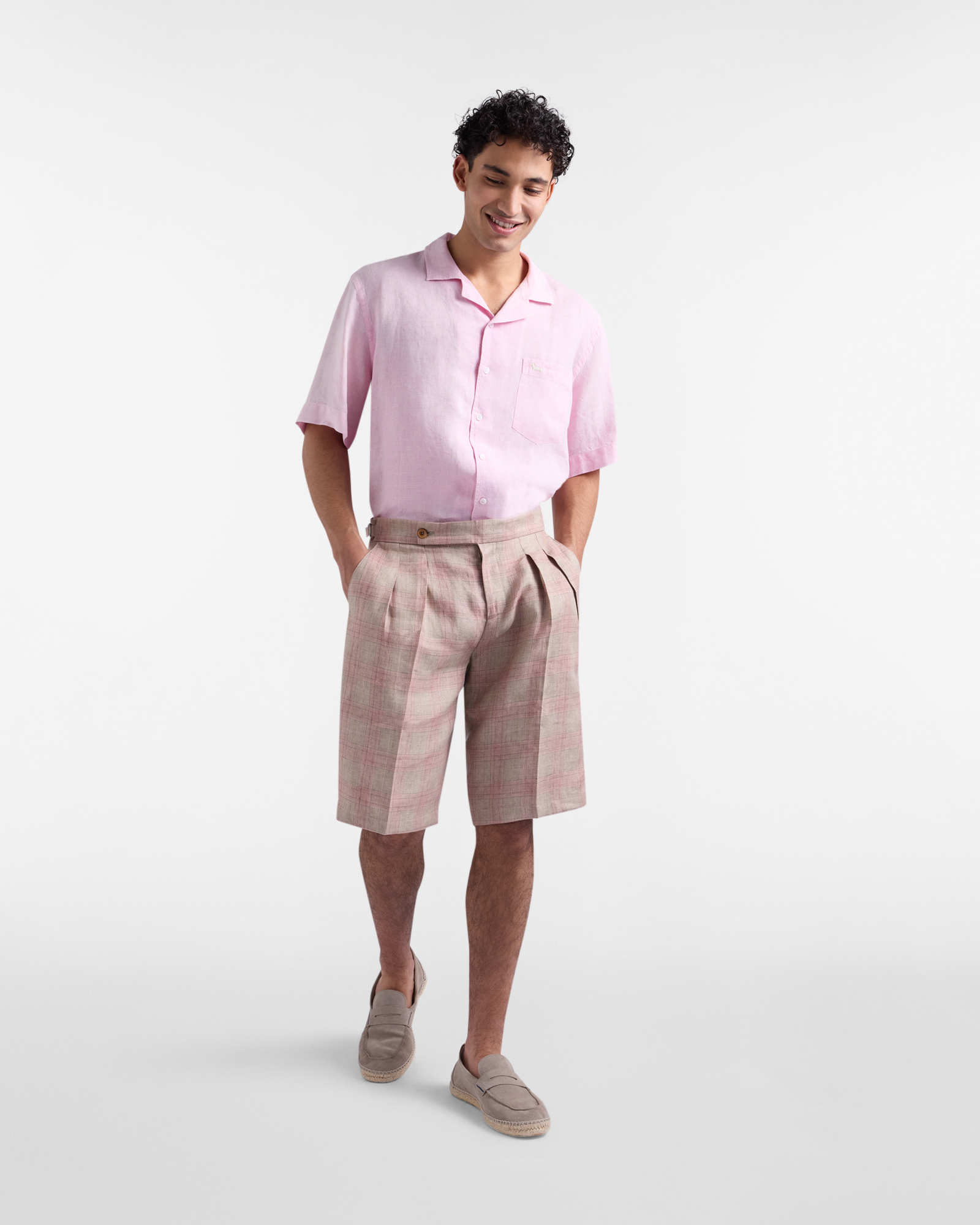 Men's Craftsmanship in Color capsule check Bermuda shorts, Beige, large image number 3