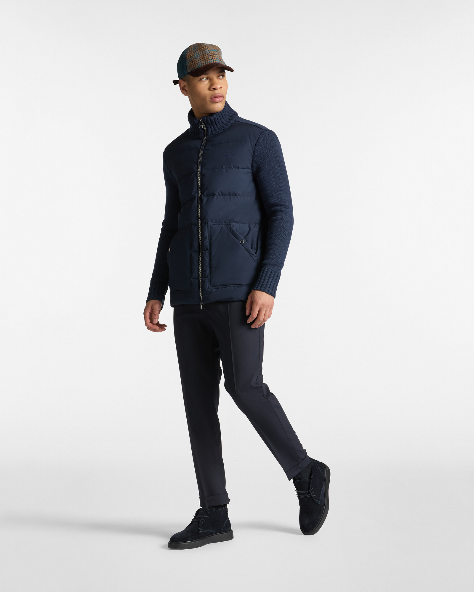 Piumino in lana e nylon , Blu Navy, large image number 3