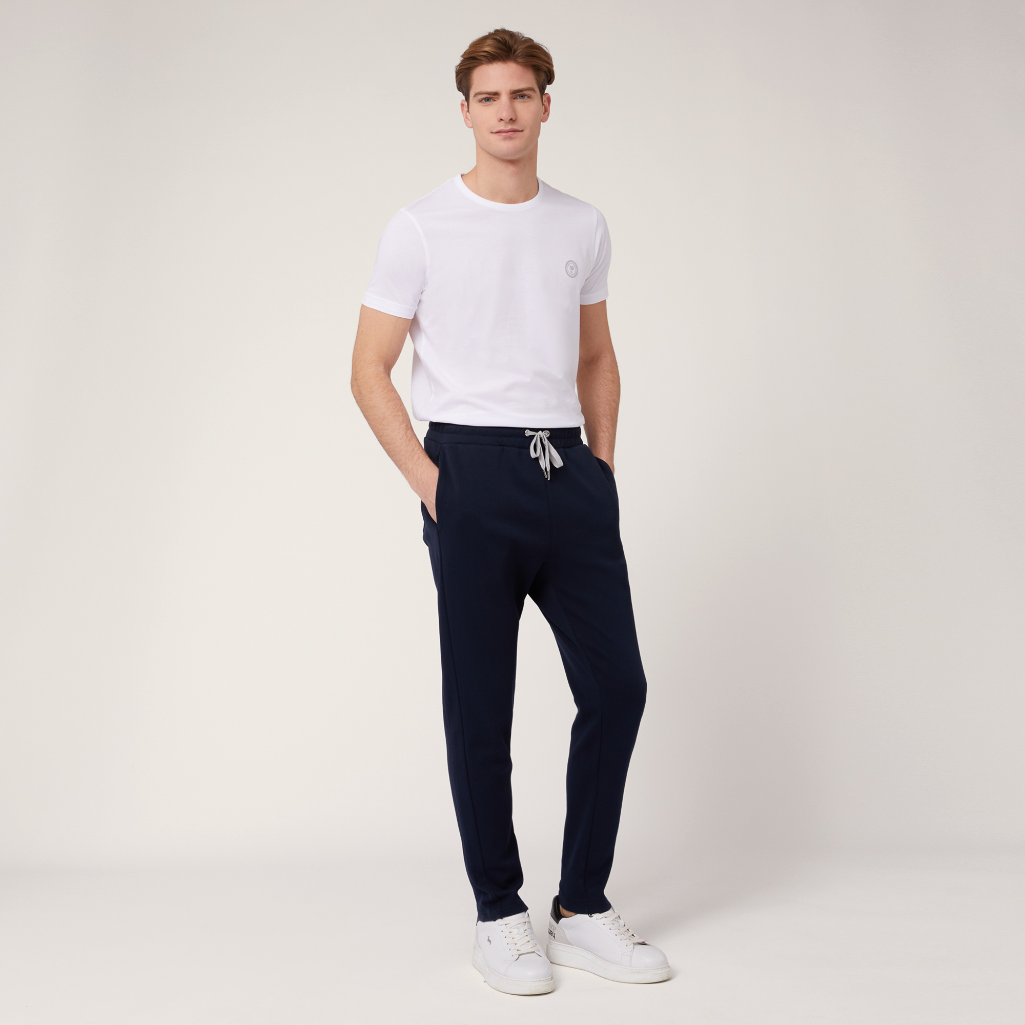Pantaloni In Misto Cotone, Light Blue, large image number 3