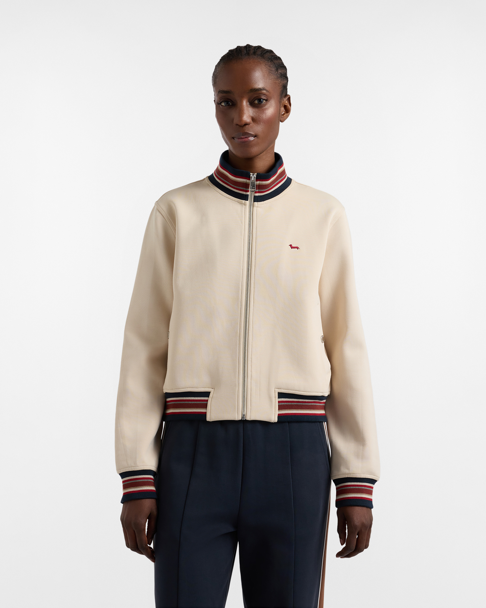 Sudadera con capucha con cierre completo al estilo colegial