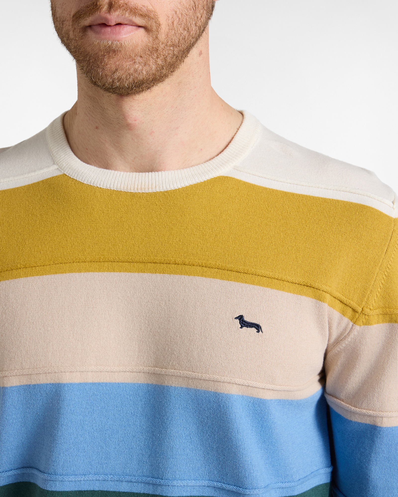 STRIPED T-SHIRT WITH HOLED STITCH, NAVY BLUE, large image number 2