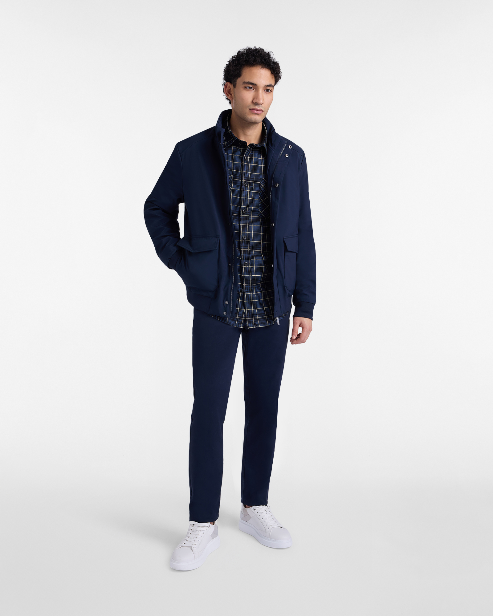 Camicia check con doppia tasca, Blu Scuro, large image number 3