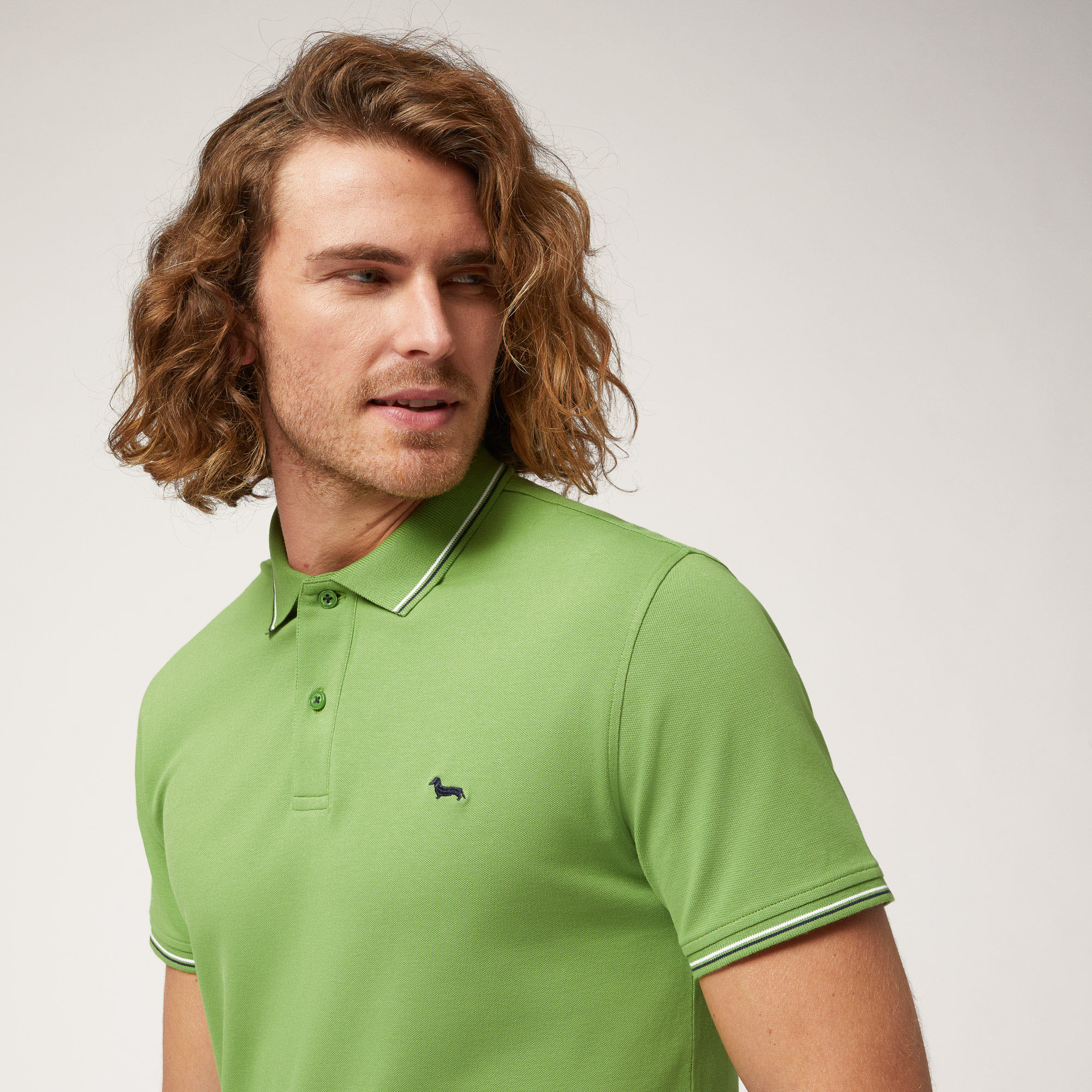 Polo with Striped Details, Green, large image number 2