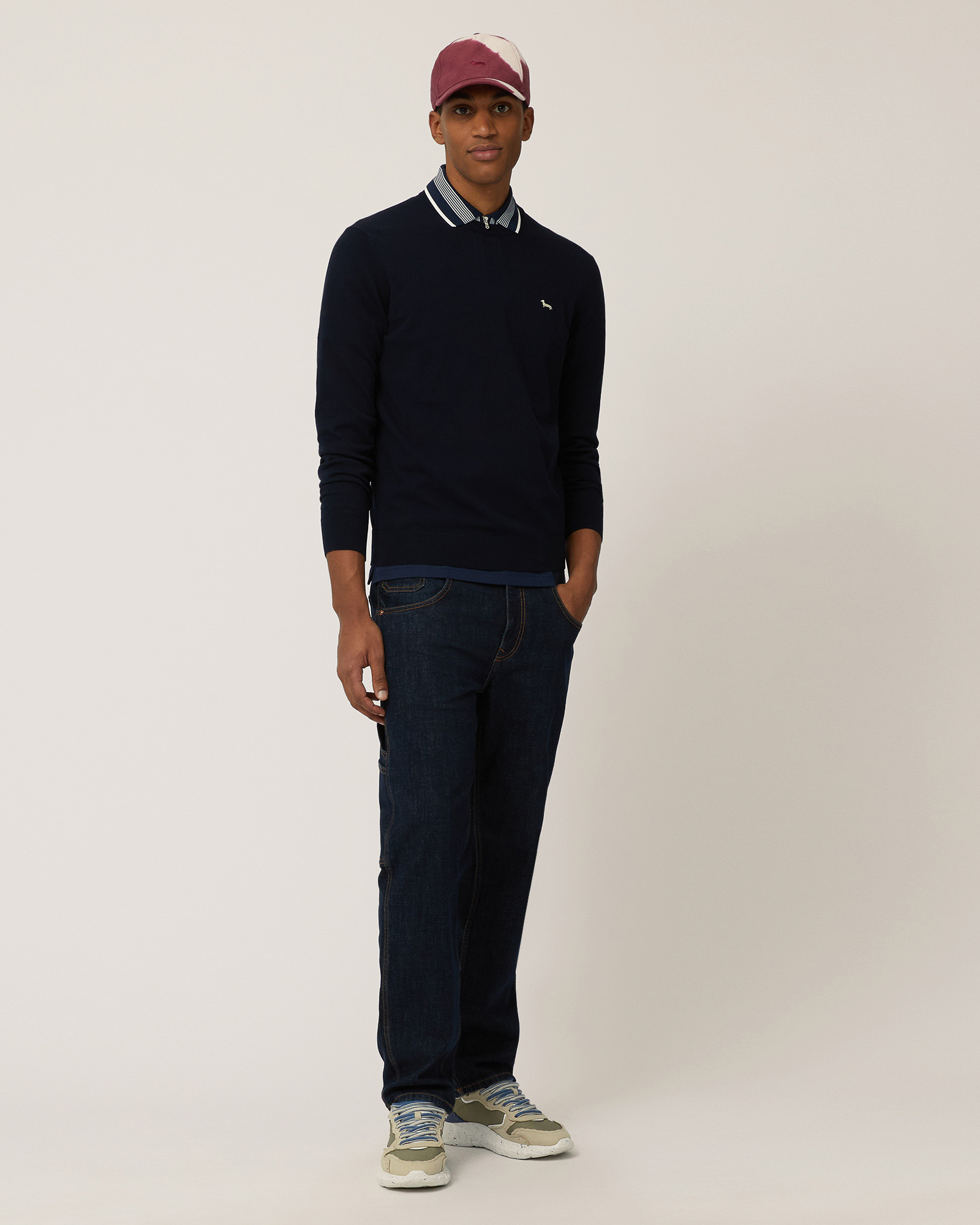 Cotton Crepe Pullover, Navy Blue, large image number 3