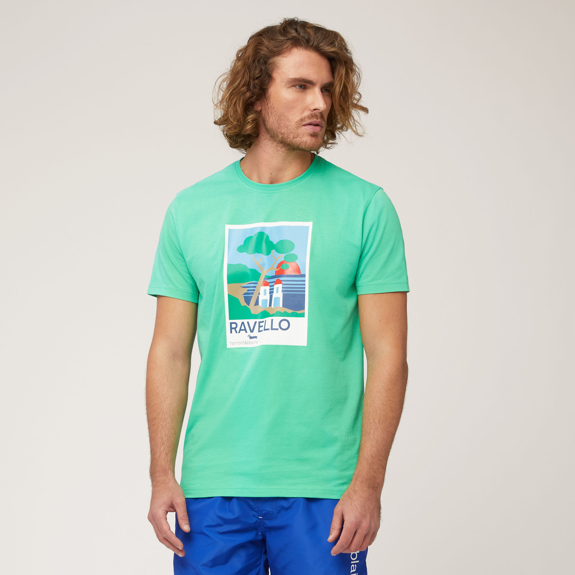 Camiseta con motivo de la costa amalfitana, Hierba, large