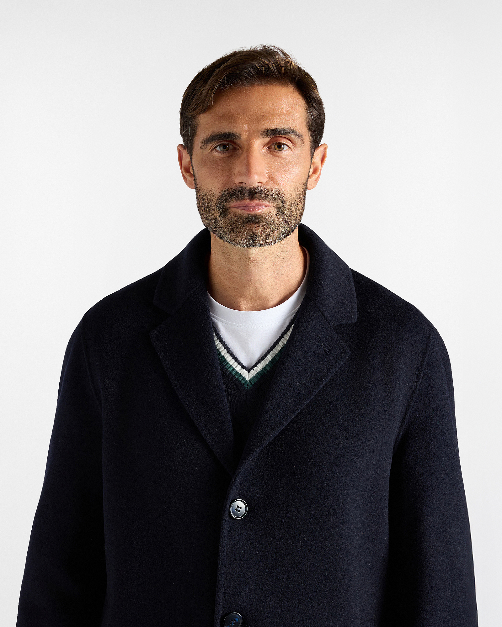 Men's  single-breasted pure wool coat, NAVY BLUE, large image number 2