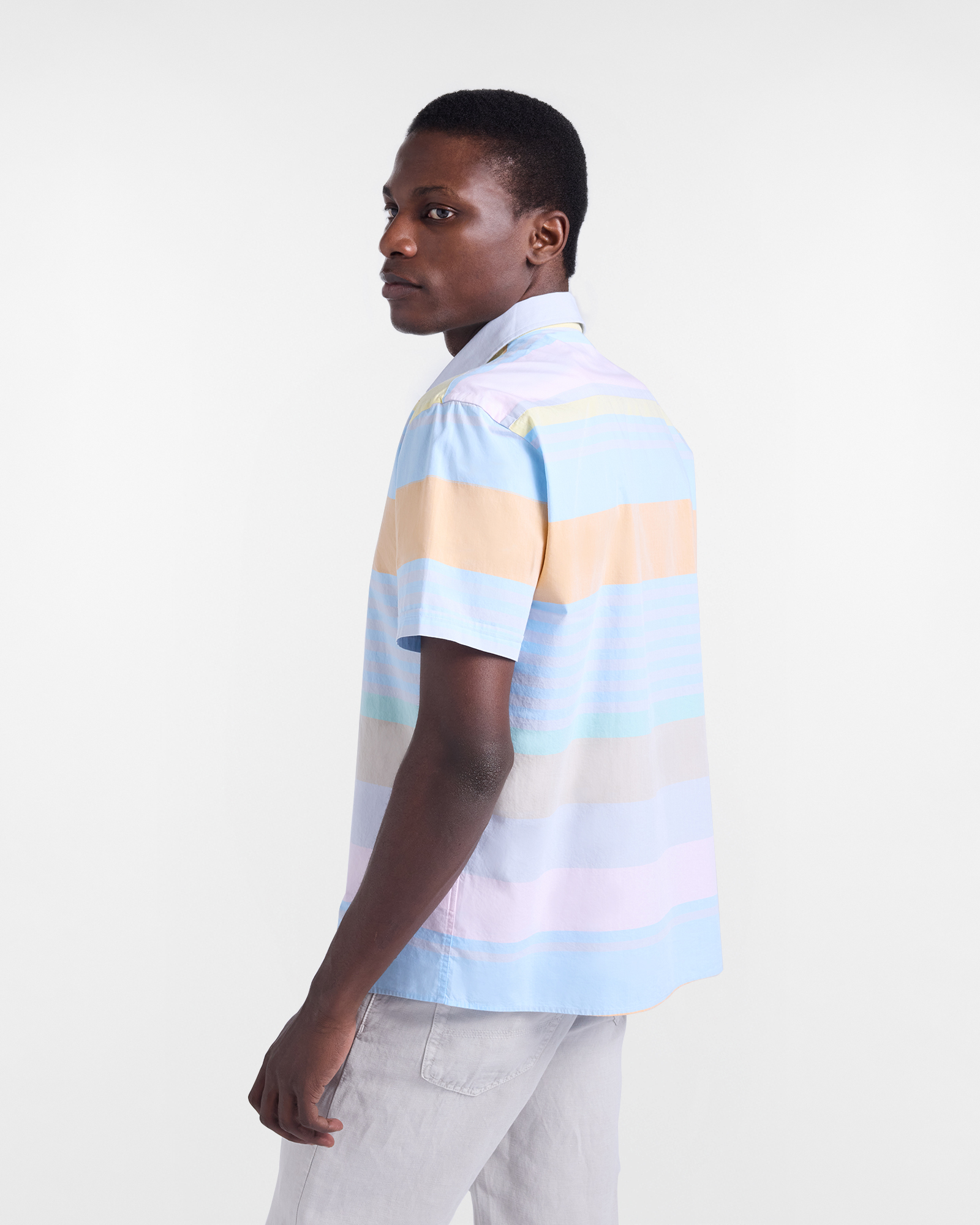 Short-sleeved striped shirt, Orange, large image number 2