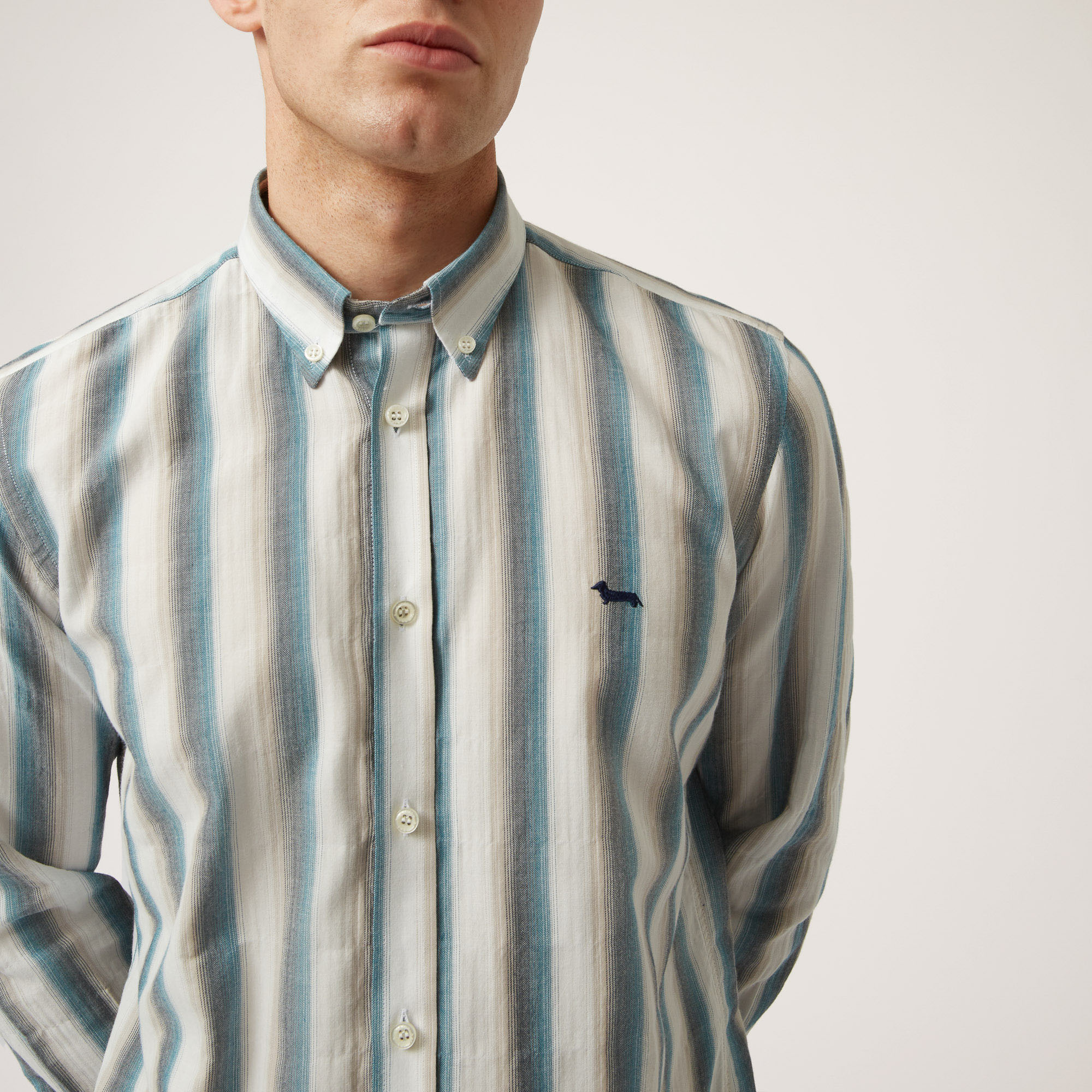 Fade-Effect Striped Shirt, Blue, large image number 2