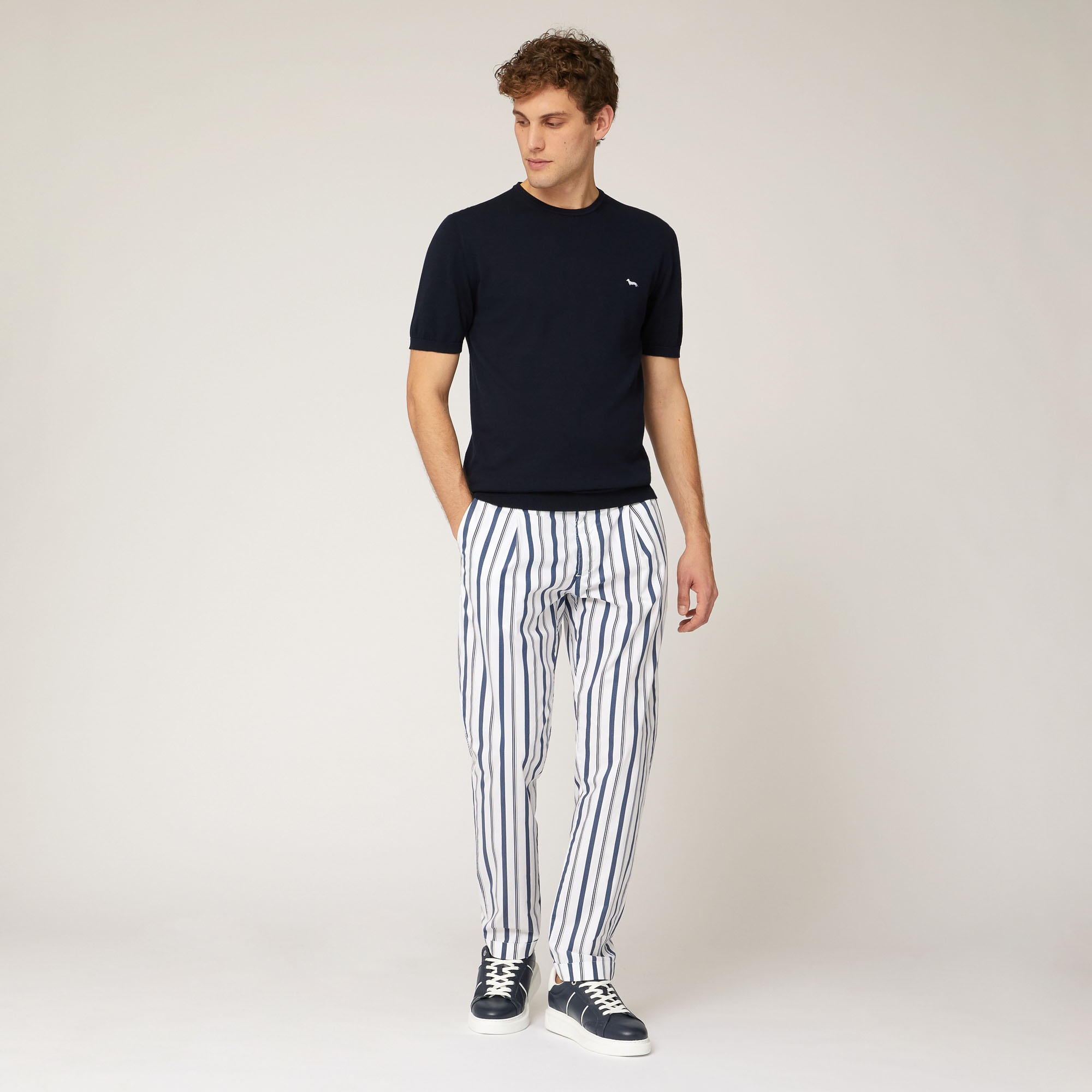 Striped Chino Pants, White, large image number 3