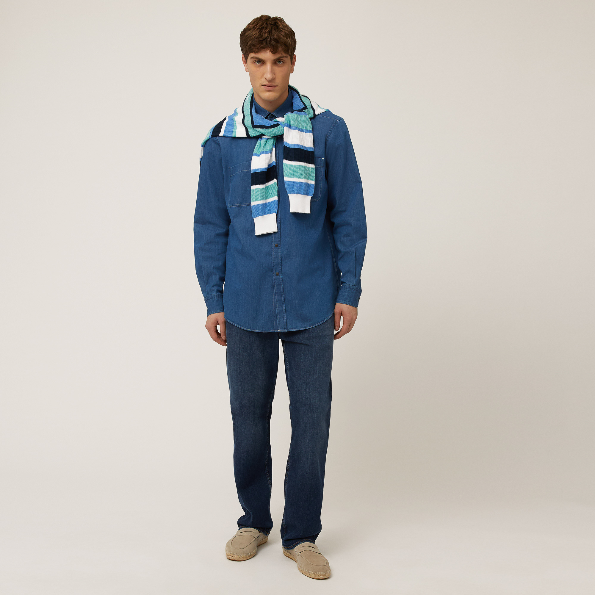 Camicia In Denim Con Bassotto, Blu Denim, large image number 3