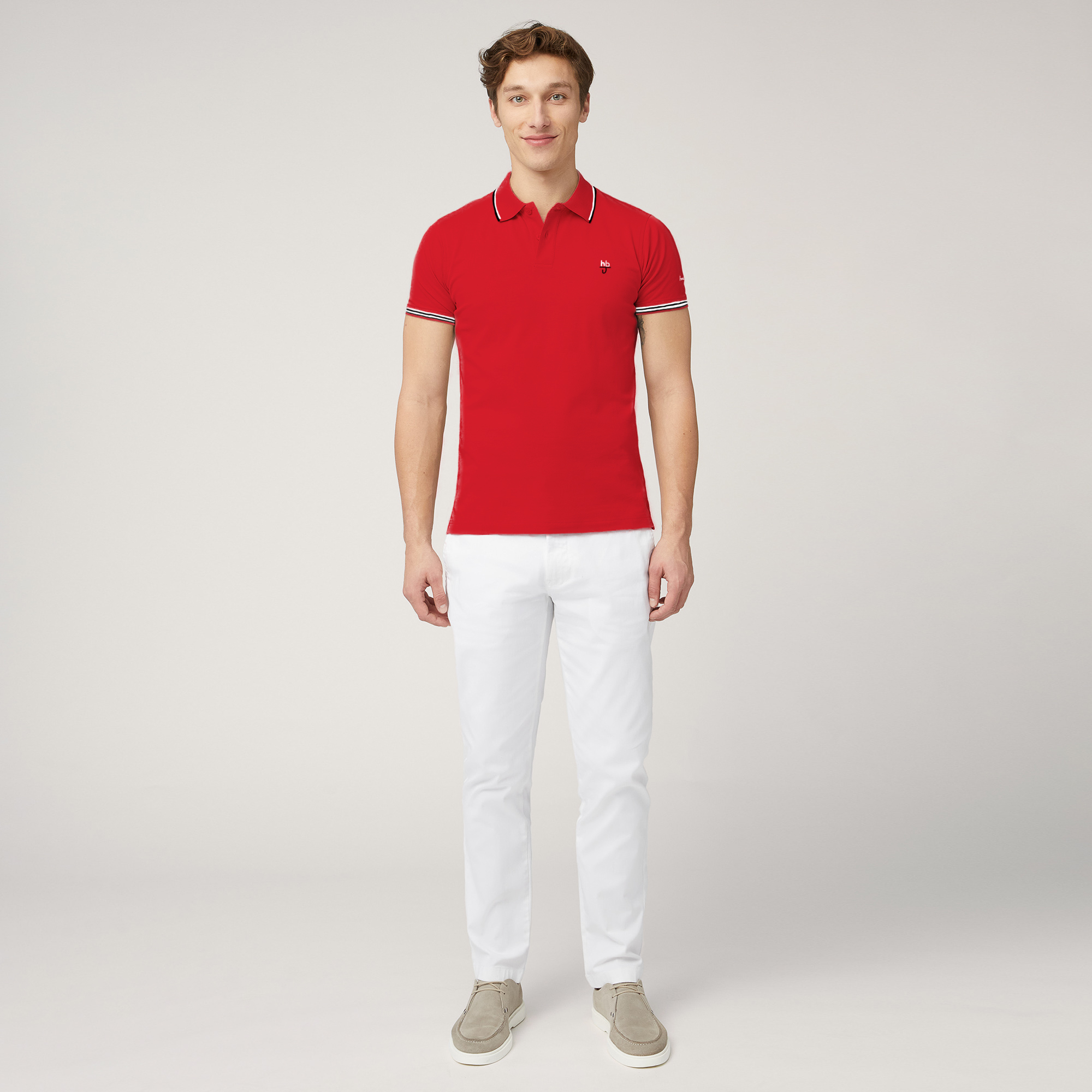 Polo Con Righini A Contrasto, Rosso, large image number 3