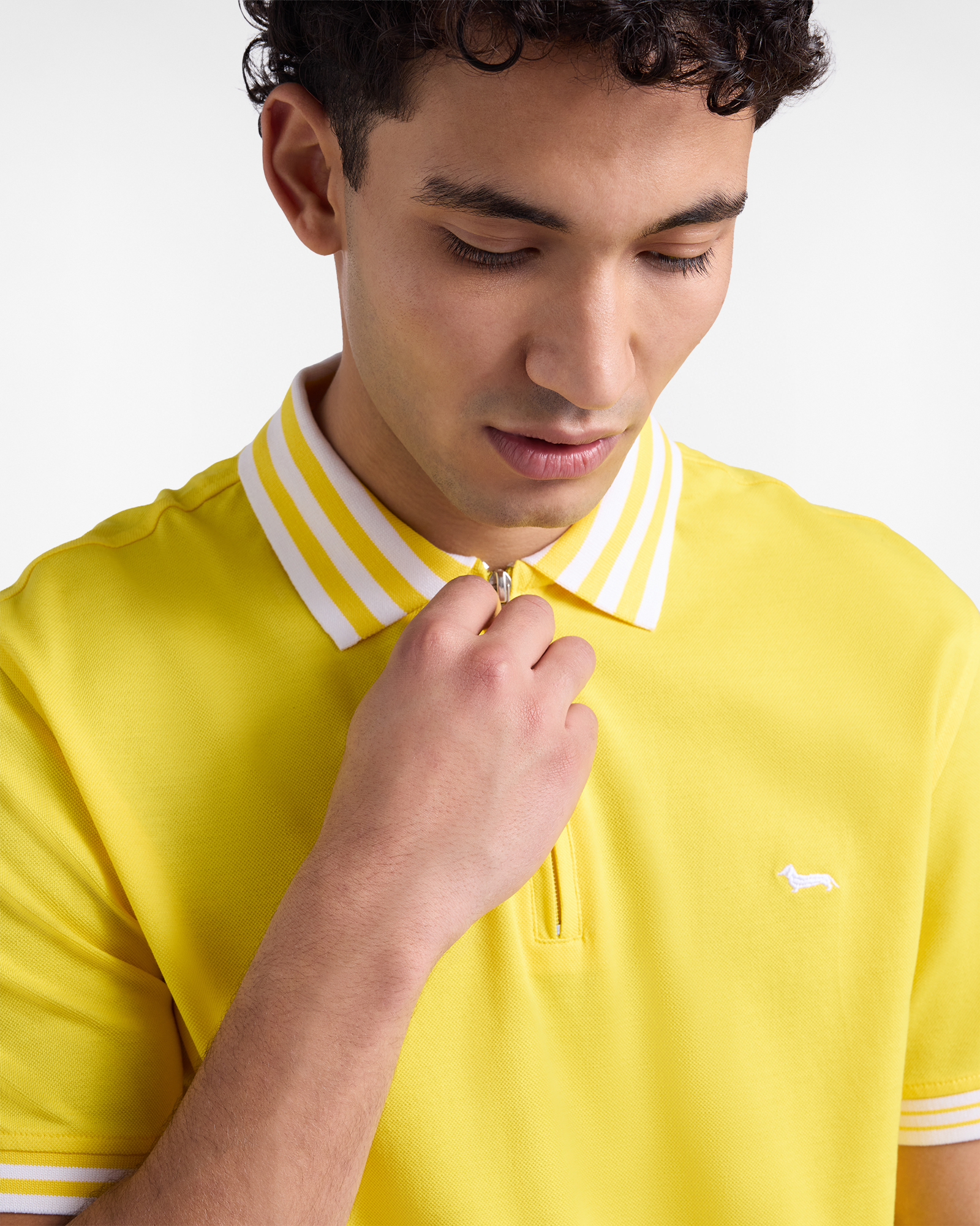 Polo de hombre con cremallera de la C&aacute;psula Sorbetto, Amarillo, large image number 2