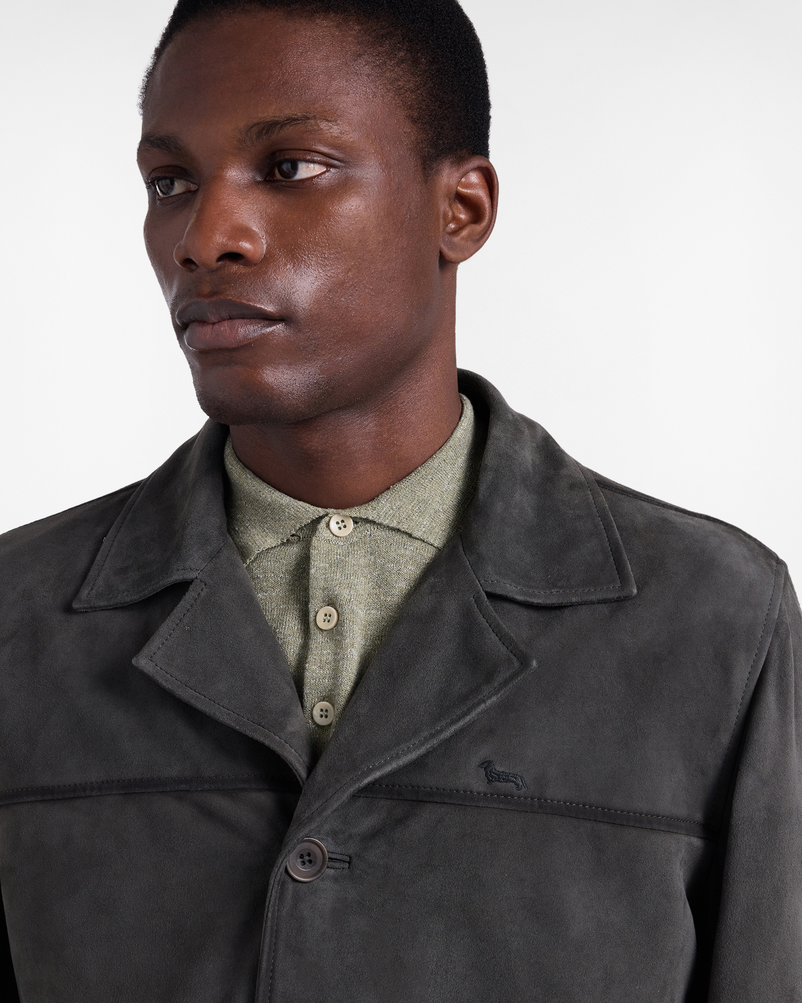 Cazadora b&oacute;mber de ante con solapas y botones, Verde, large image number 2