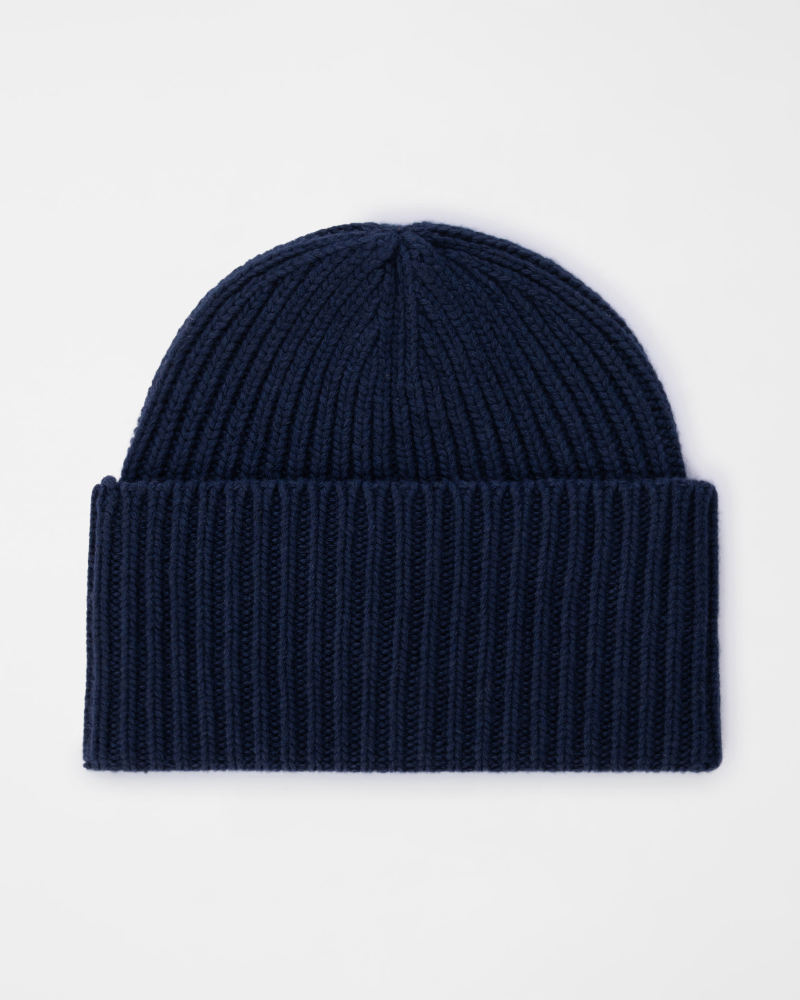 Men&rsquo;s wool and cashmere blend beanie with dachshund patch, NAVY BLUE, large