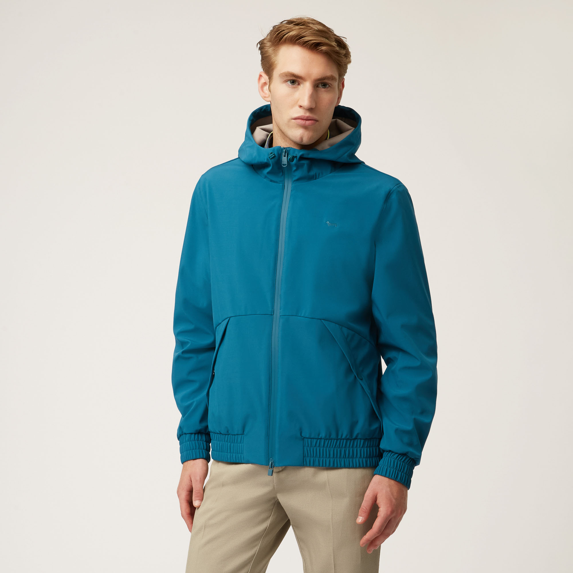 Softshell Bomber Jacket With Hood in Blue: Luxury Italian View all ...