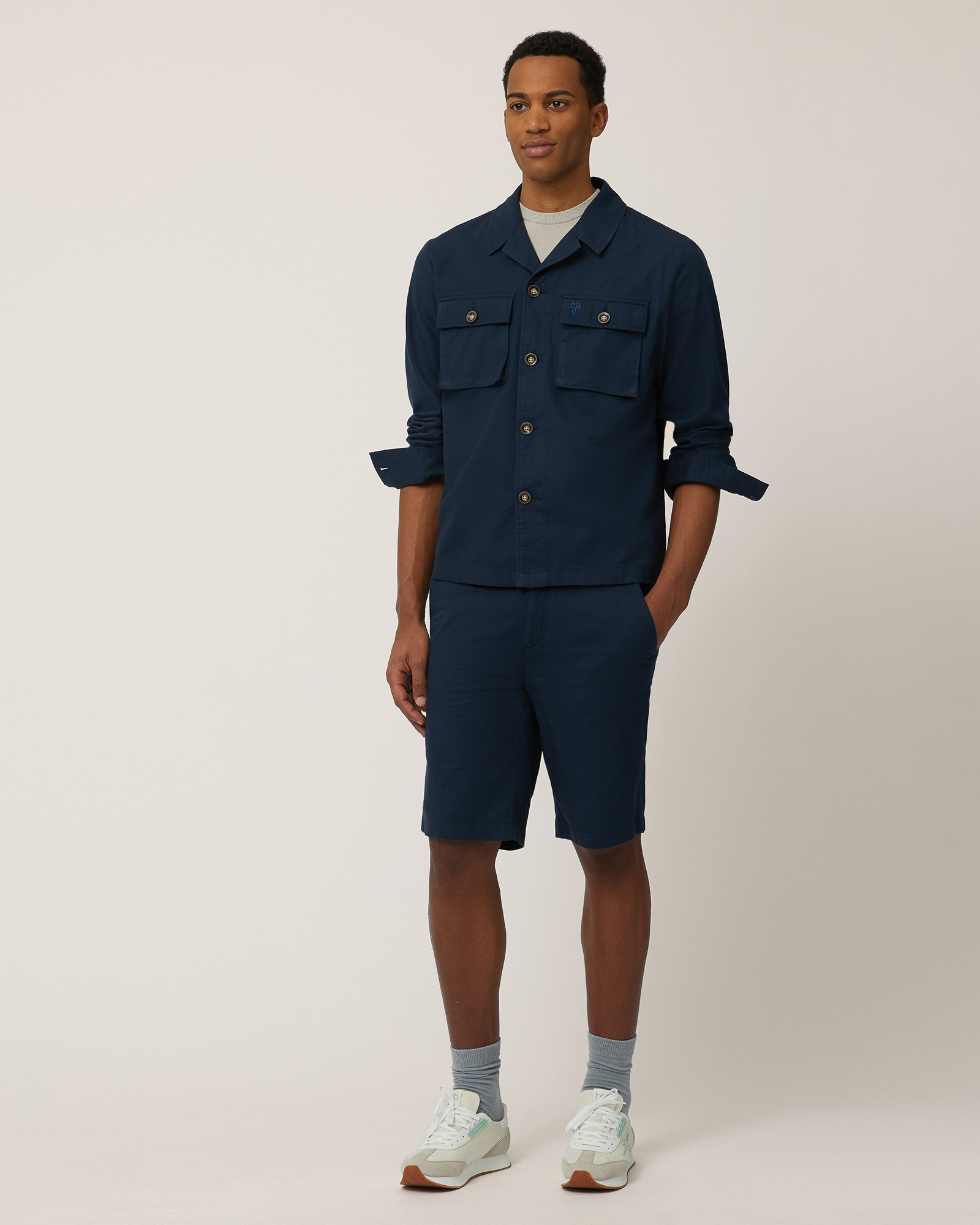 Slub Cotton Overshirt, Dark Blue, large image number 3
