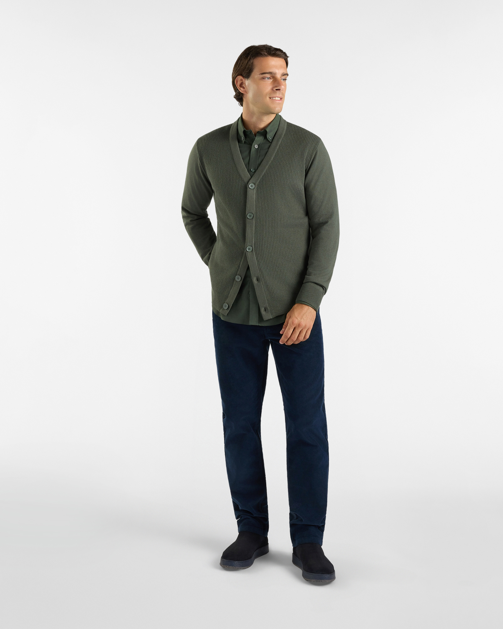 Cardigan HBJ Uomo in misto lana e cashmere, VERDE, large