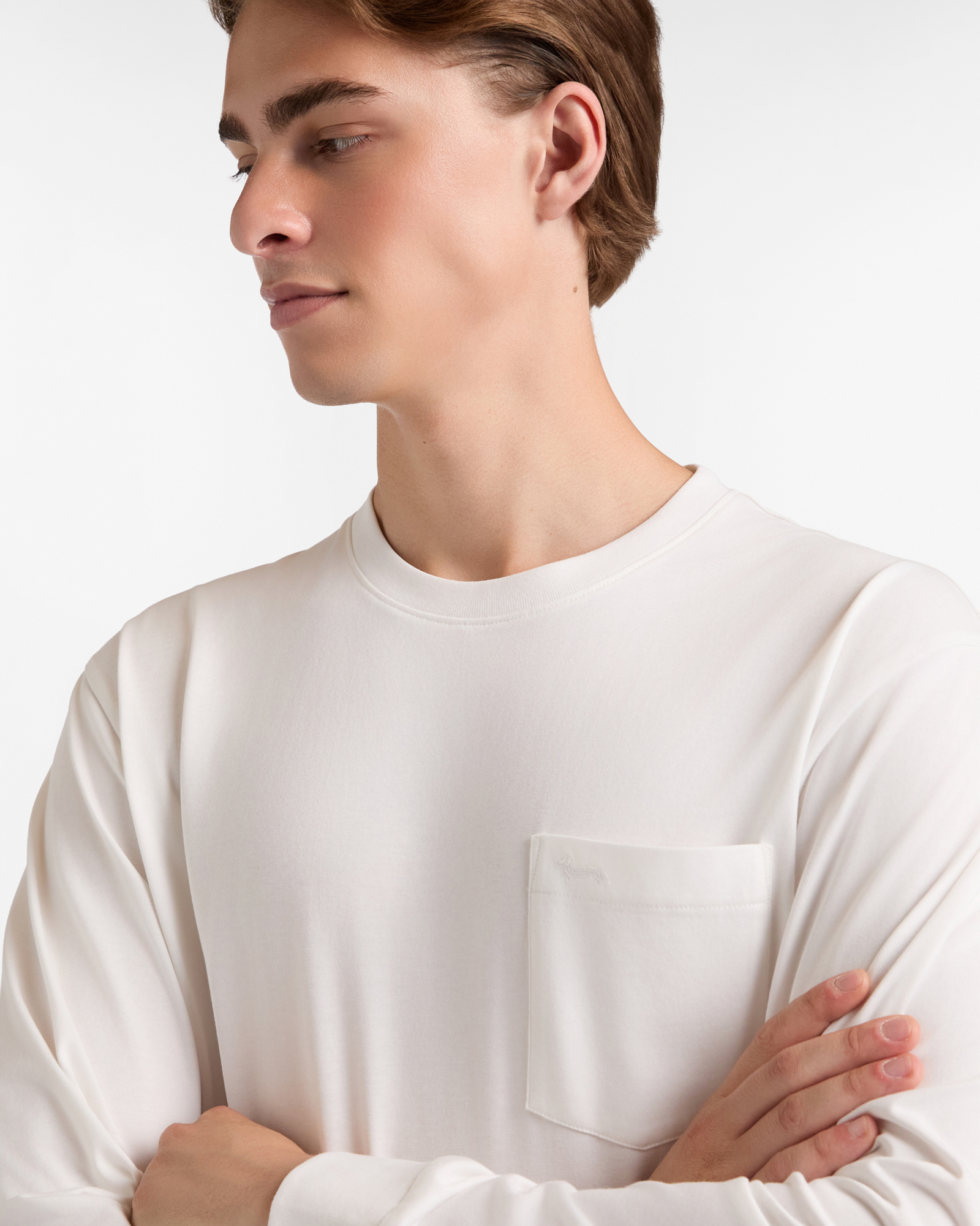 Long Sleeve T-Shirt with Pocket, Milk White, large image number 2