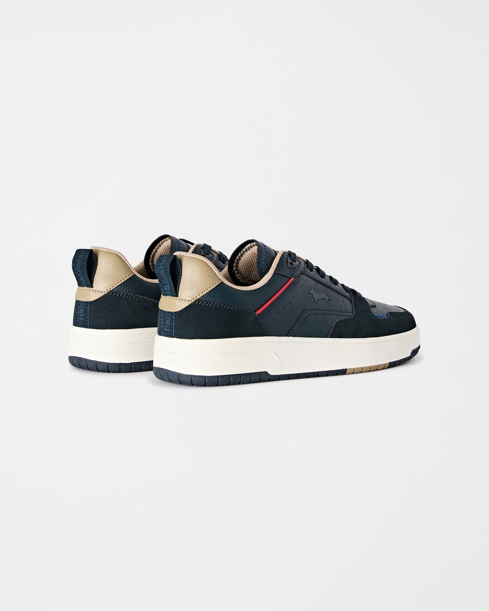 Men's basketball-style sneakers in genuine leather and suede, BLUE - BLUE, large