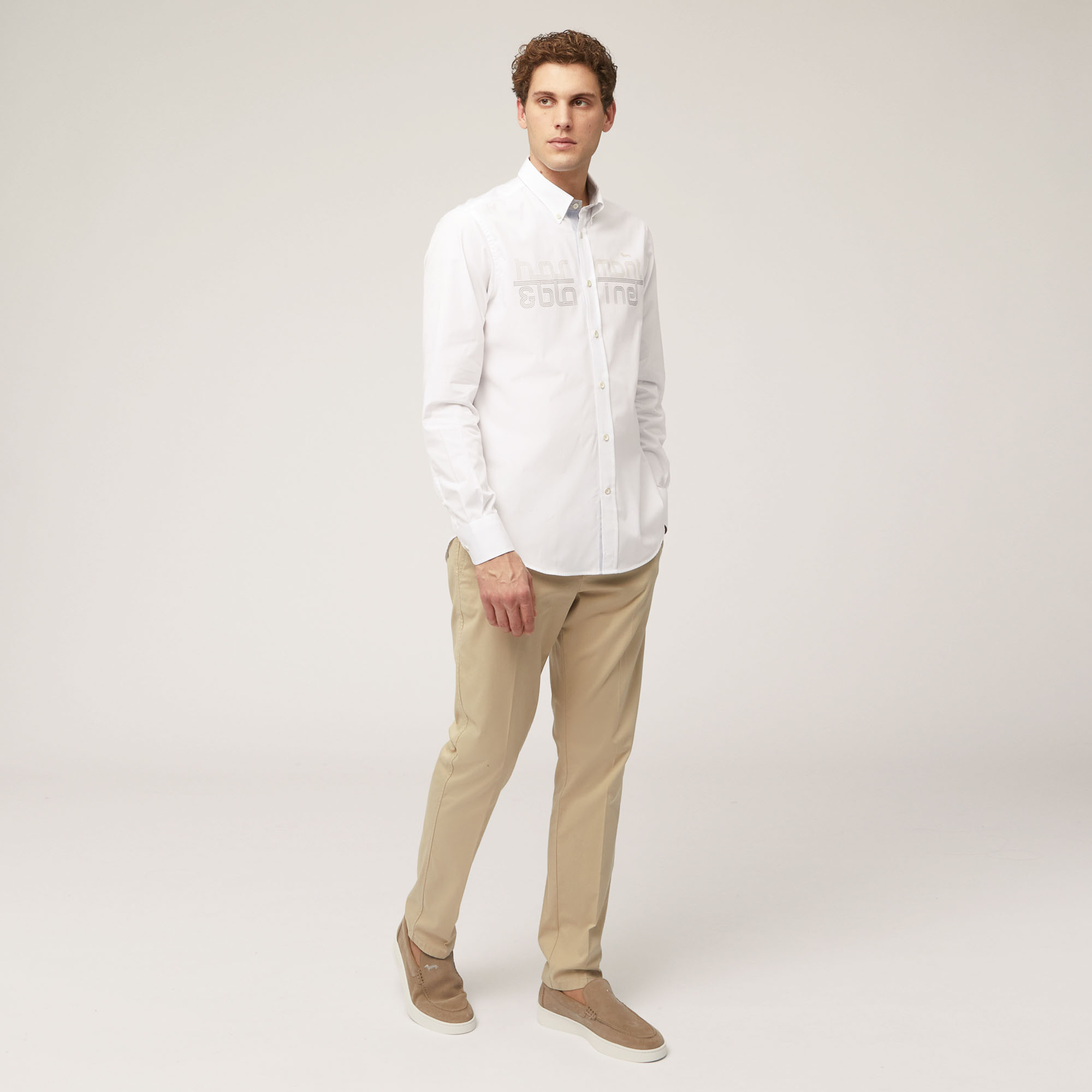 Camisa de algodón con logotipo efecto 3D, Blanco, large image number 3