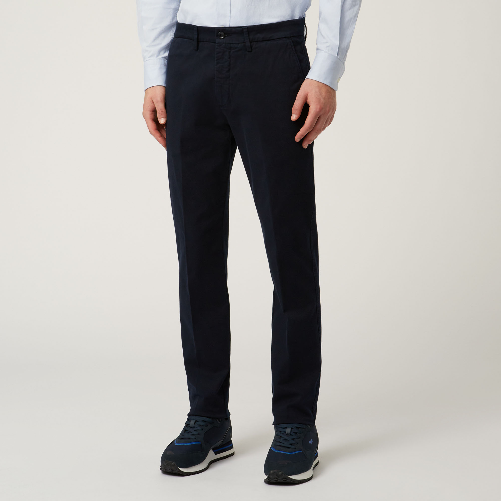 Essentials stretch cotton trousers, Blue, large