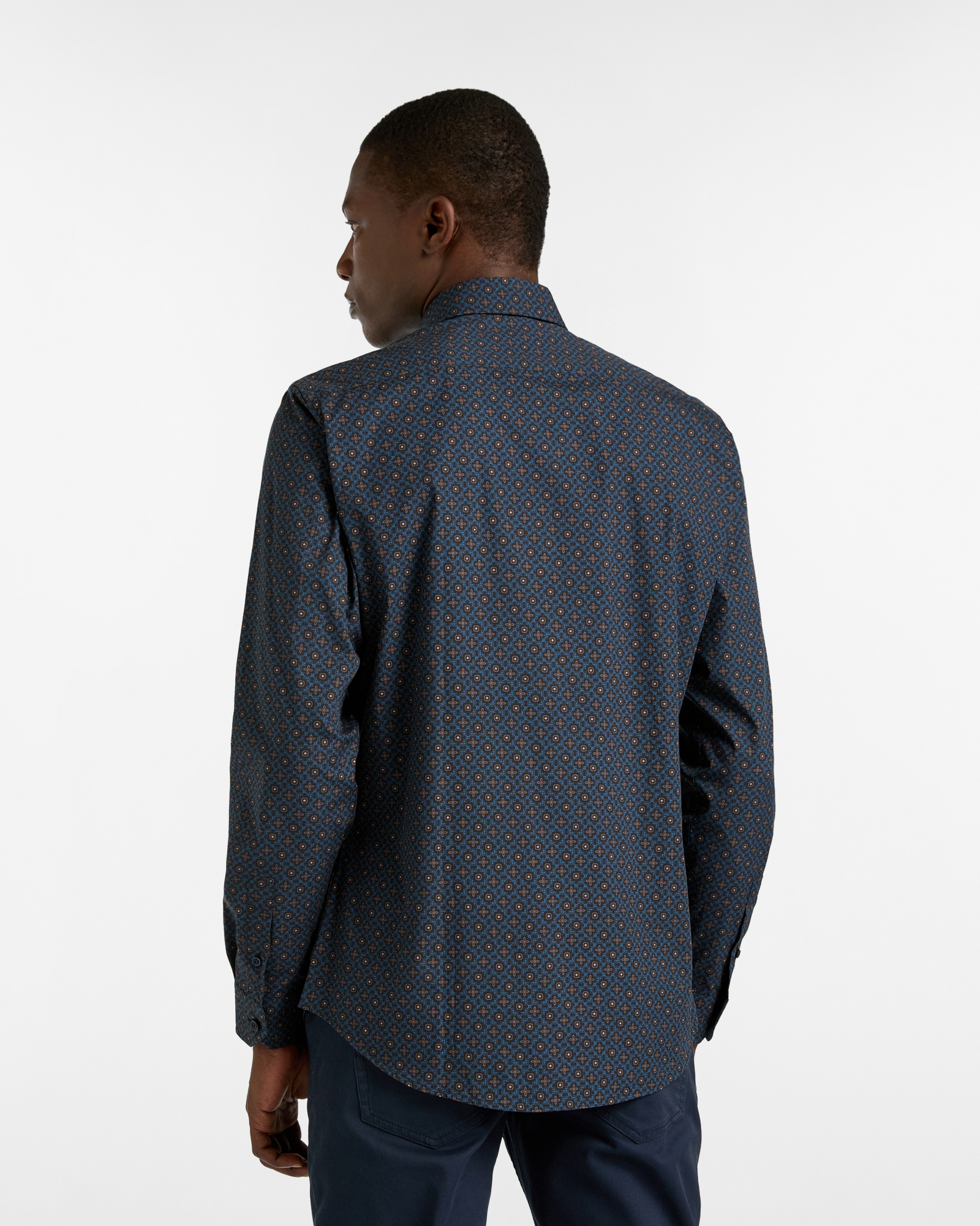 Camicia a Fantasia Geometrica in Cotone