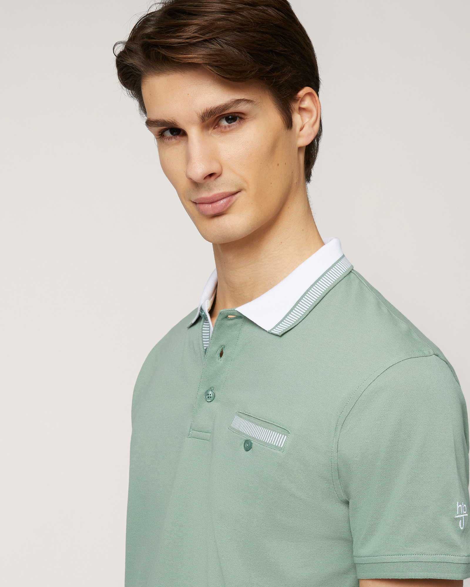 Polo with Contrasting Details, Moss Green, large image number 2