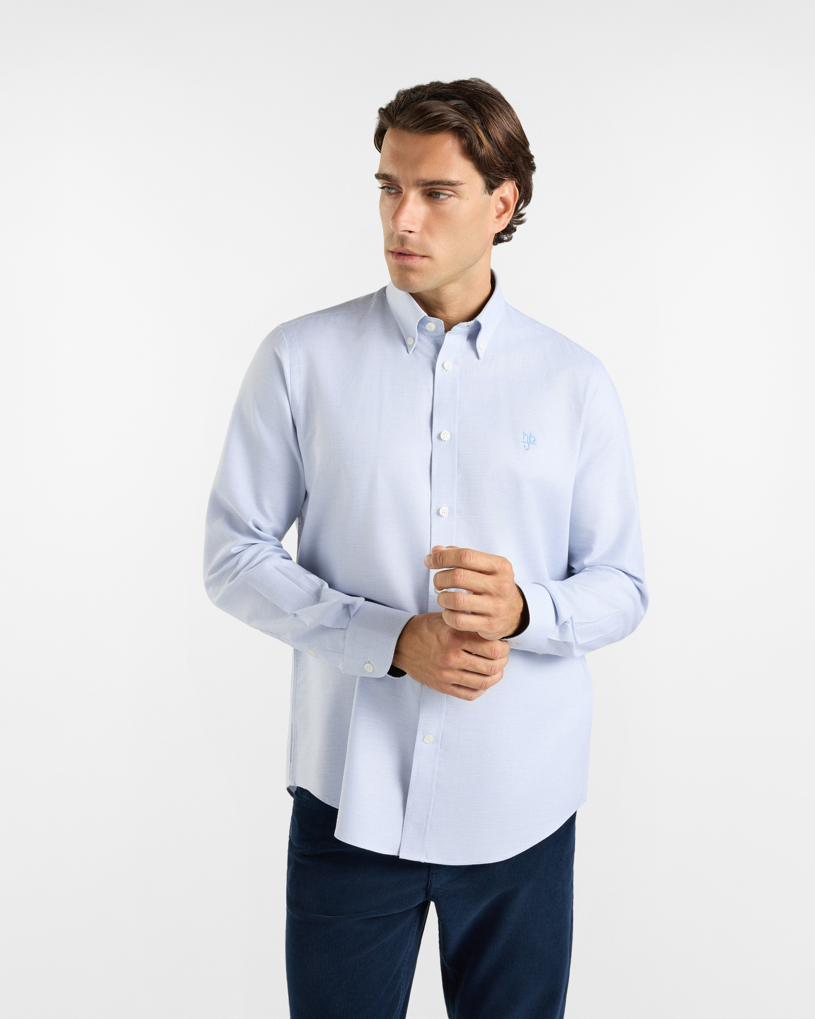 Camicia HBJ Uomo Regular Fit con collo Montecarlo in puro cotone celeste
