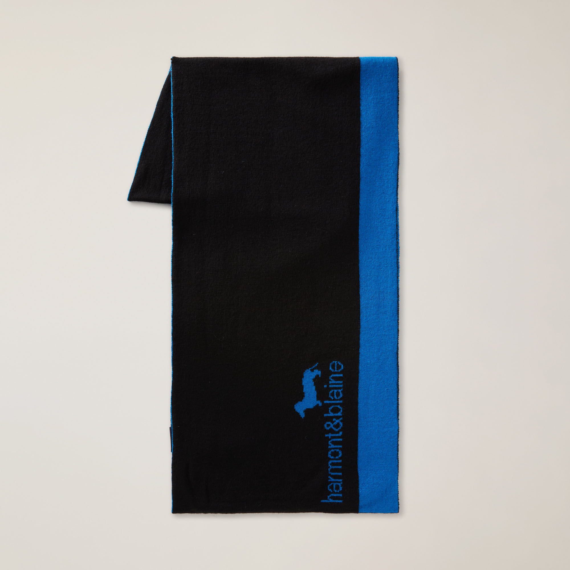 Sciarpa In Misto Lana Con Lettering E Bassotto A Contrasto, Nero, large image number 0