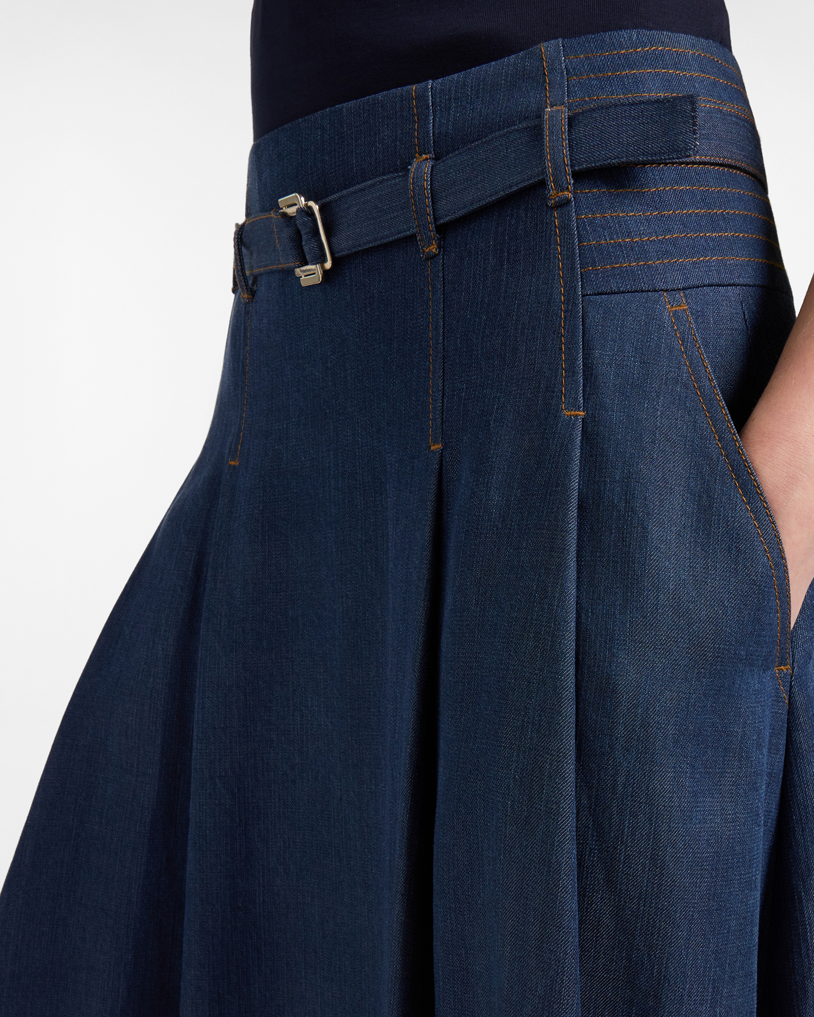 CONTRAST-COLORED DENIM SKIRT, DENIM BLUE, large image number 2
