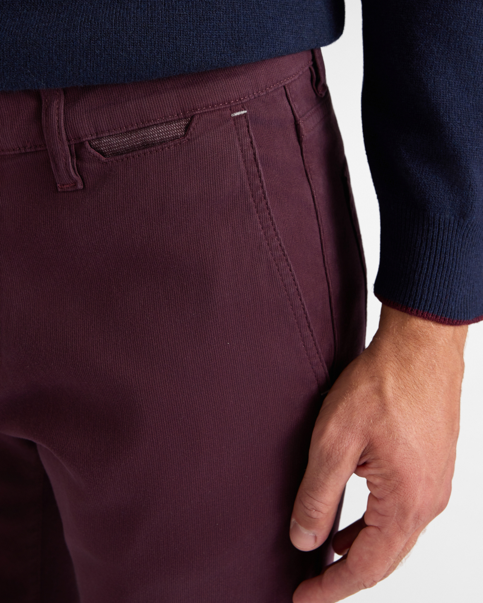 Men&rsquo;s narrow-fit dark  stretch cotton 5-pocket trousers Made in Italy, DARK PURPLE, large image number 2