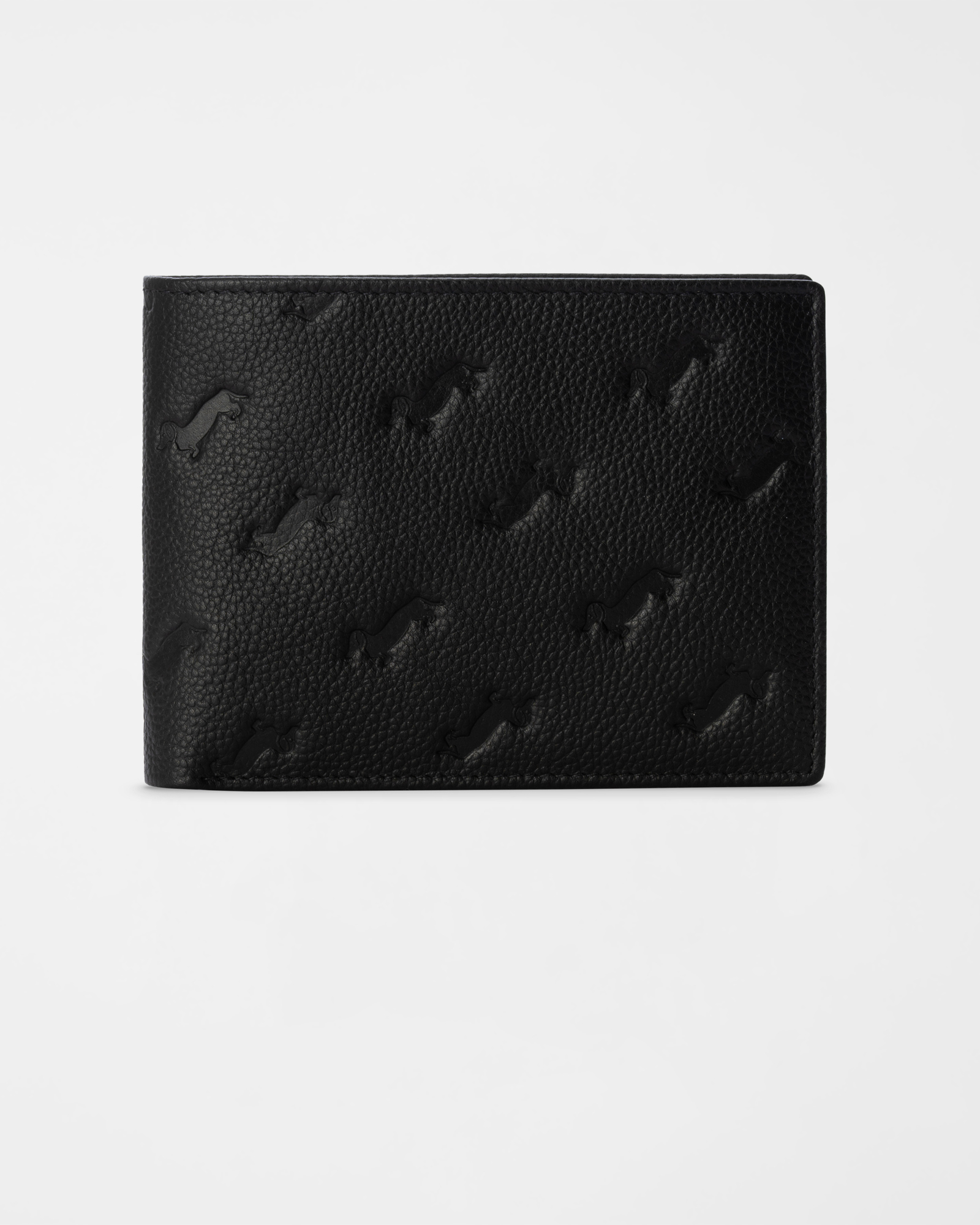 Cartera de hombre de piel aut&eacute;ntica con motivo de teckel en toda la superficie en color negro