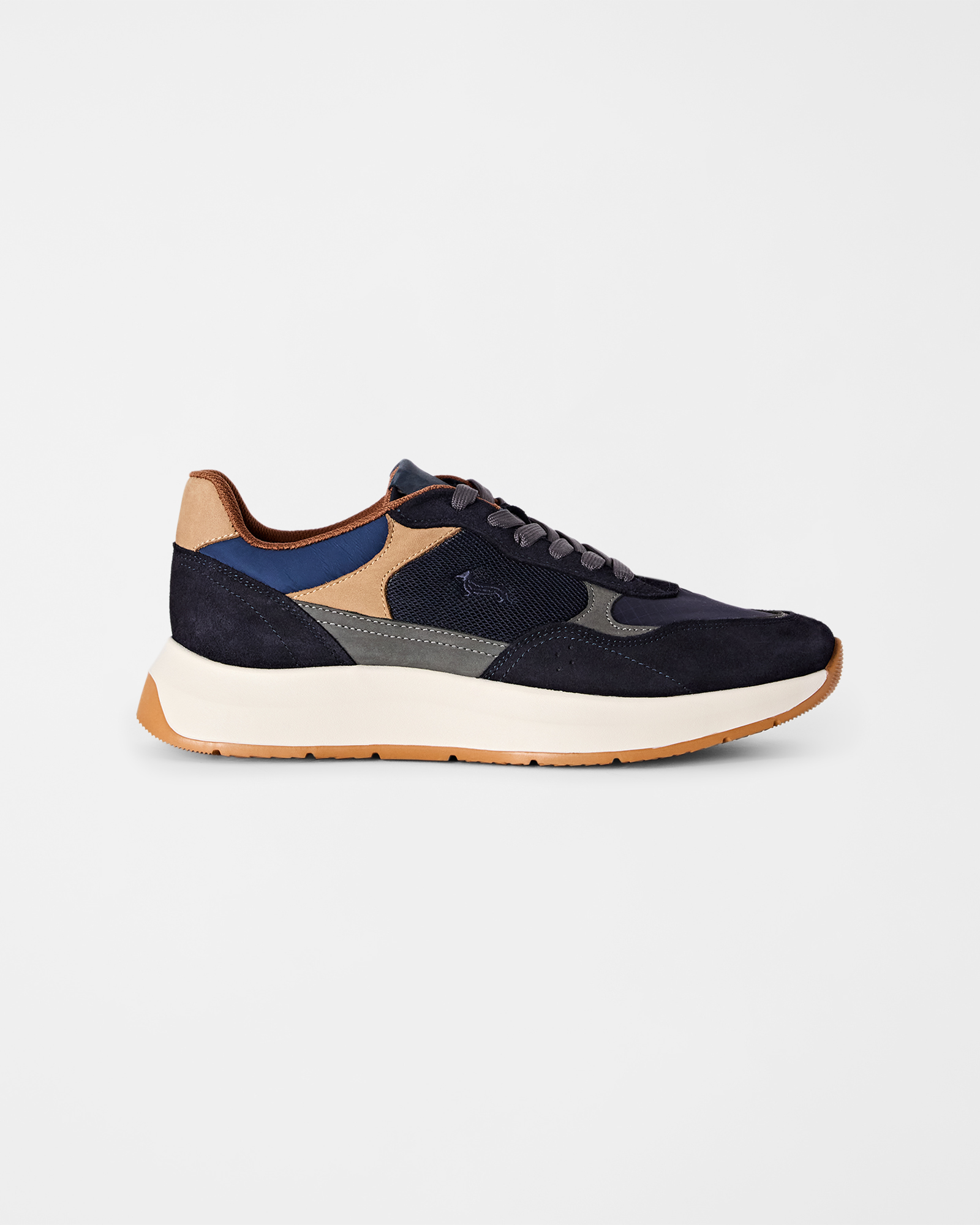 Men's dark blue suede and mesh urban comfort sneakers